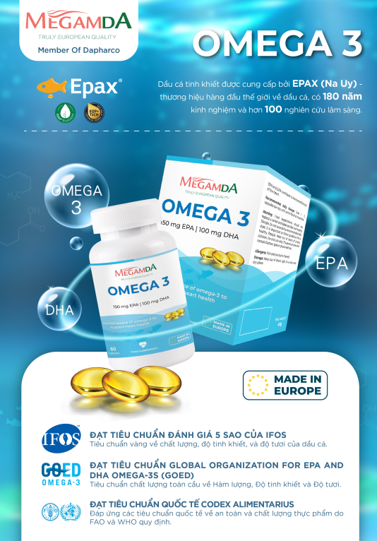 Viên uống Omega-3 giàu EPA Megamda 60 viên – Bảo vệ tim mạch và não bộ