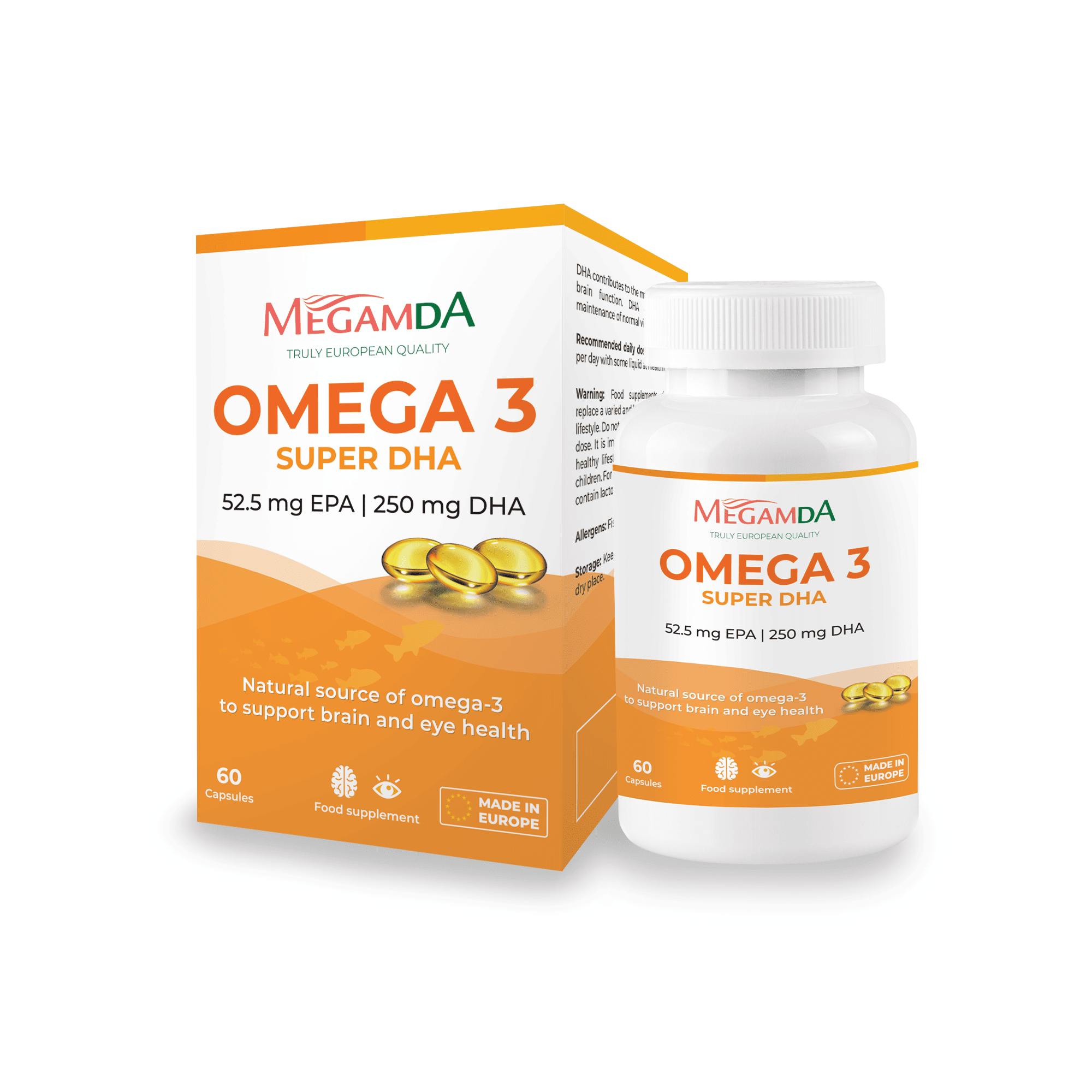 Viên uống Omega-3 Super DHA Megamda 60 viên - Bổ não, tăng cường trí nhớ