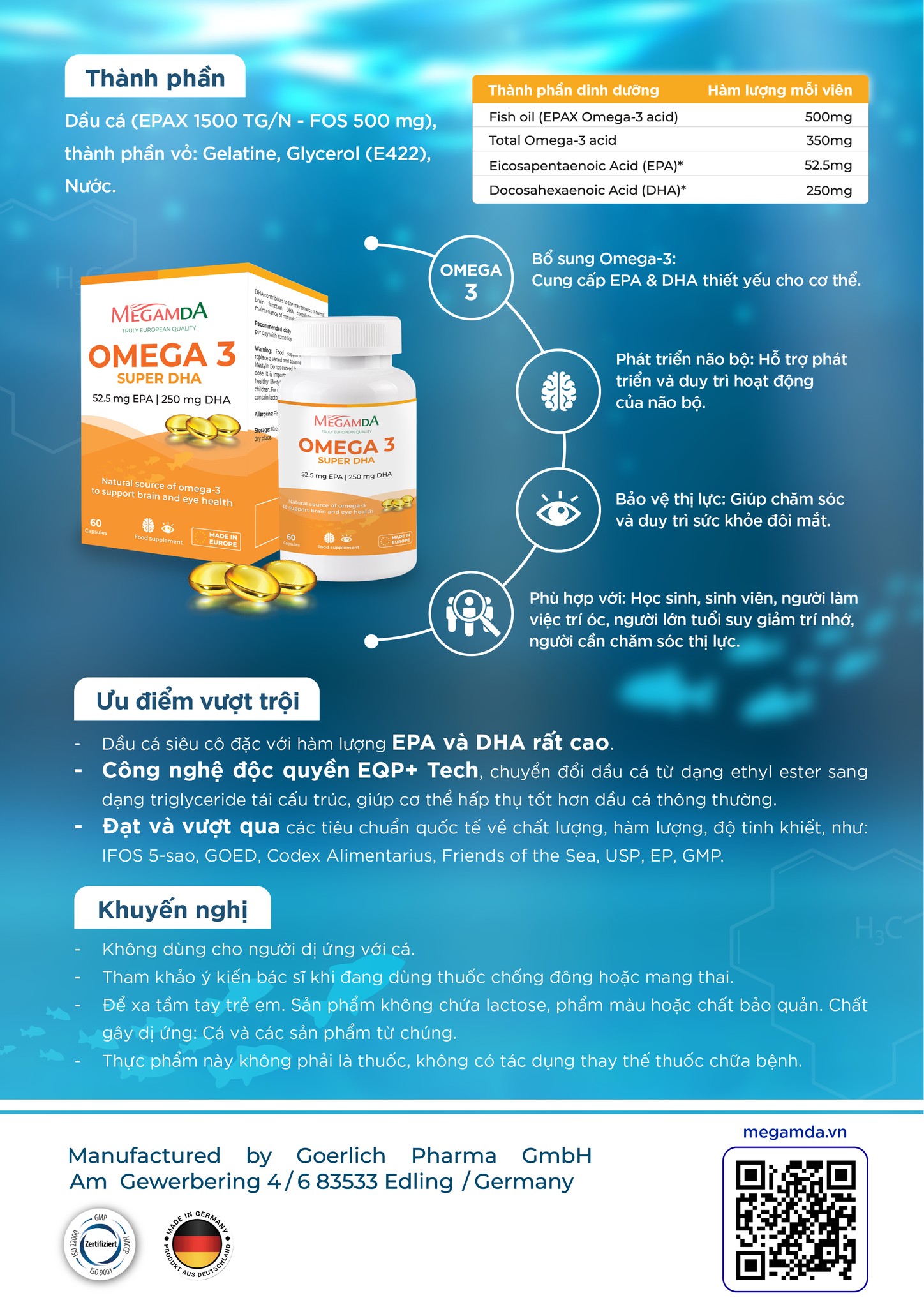 Viên uống Megamda Omega 3 Super DHA - Hỗ trợ phát triển não bộ và thị lực