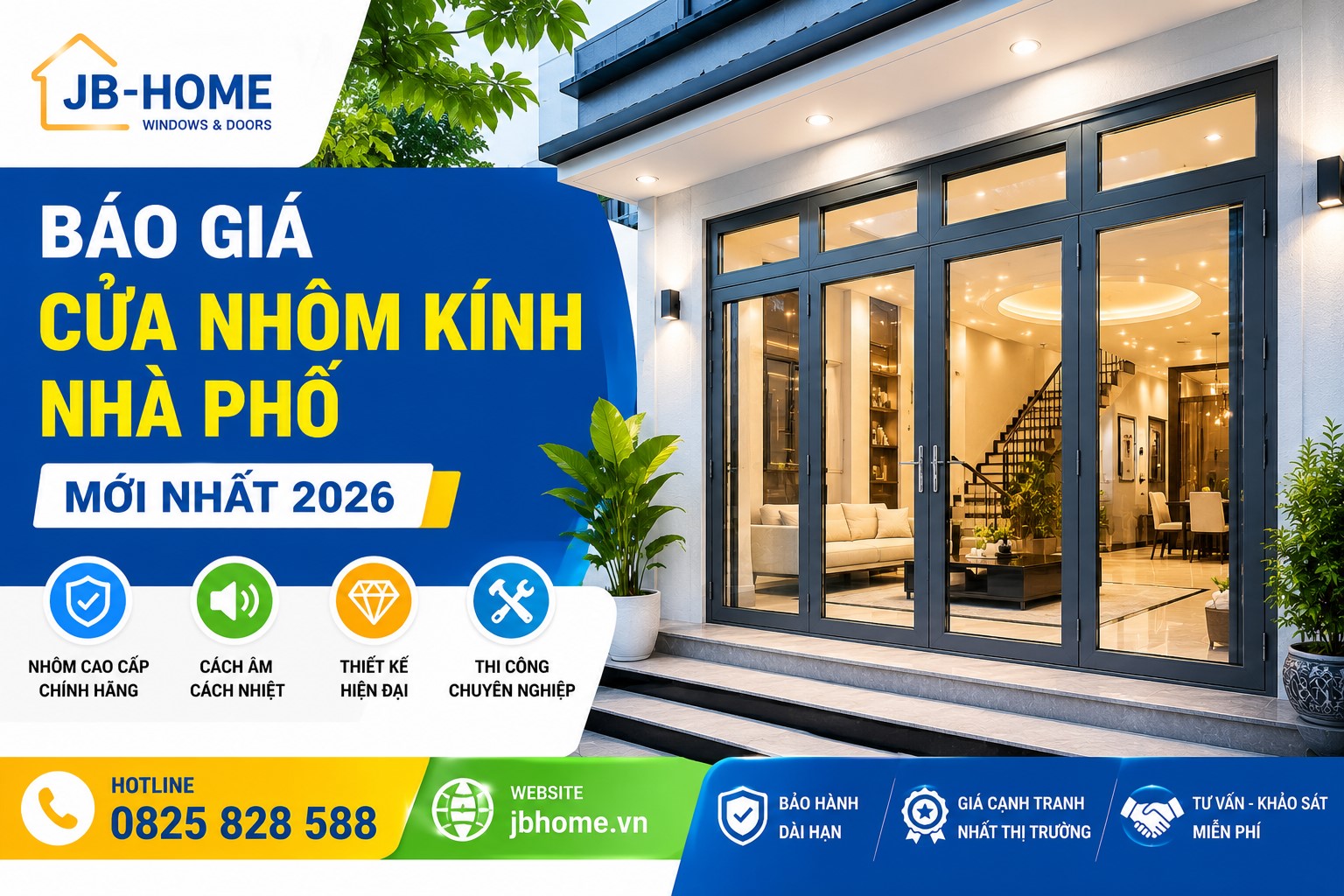 BÁO GIÁ CỬA NHÔM KÍNH NHÀ PHỐ MỚI NHẤT 2026 TẠI NGHỆ AN – HÀ TĨNH