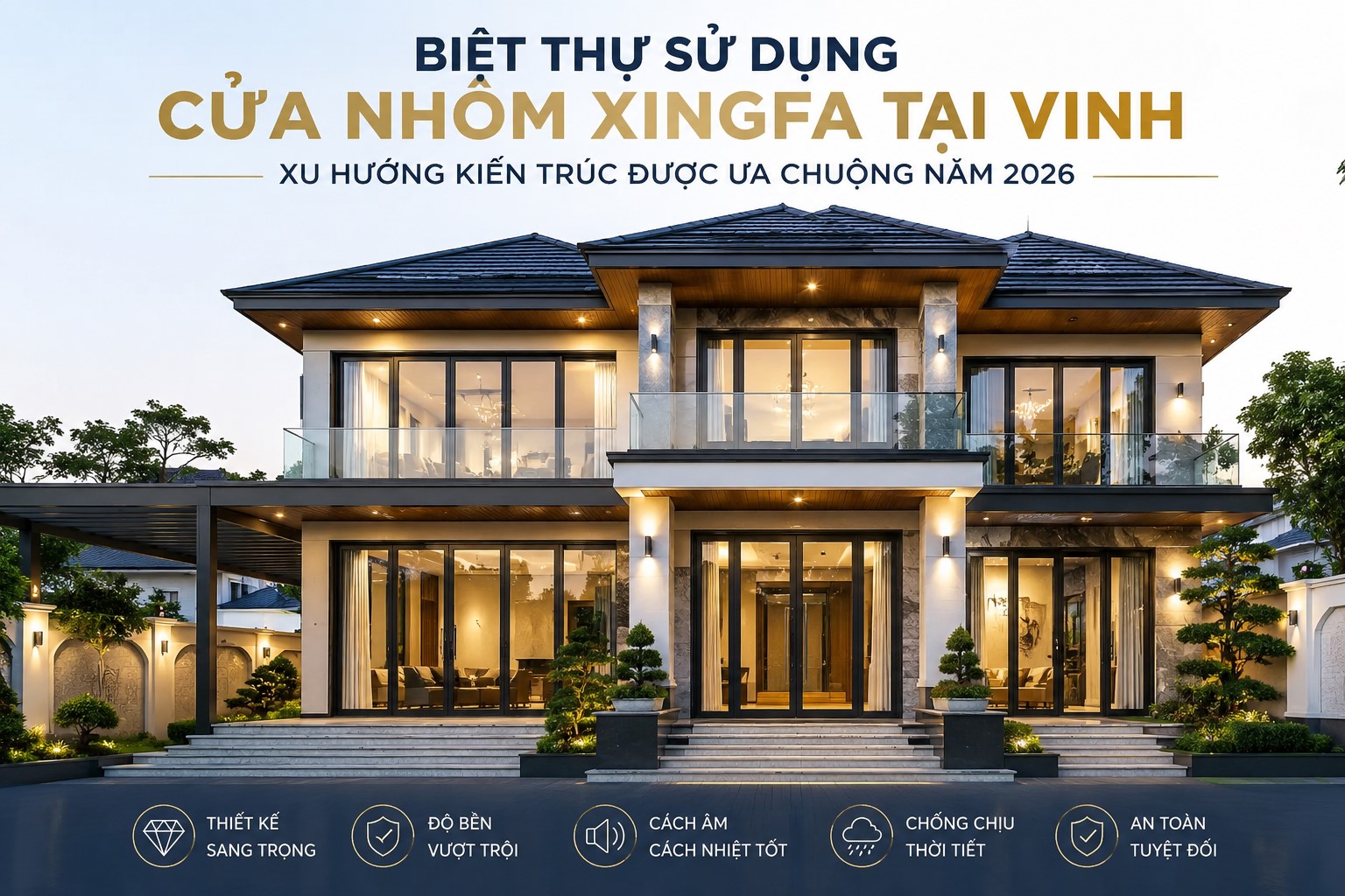 Biệt Thự Sử Dụng Cửa Nhôm Xingfa Tại Vinh – Giải Pháp Hoàn Thiện Không Gian Sống Đẳng Cấp