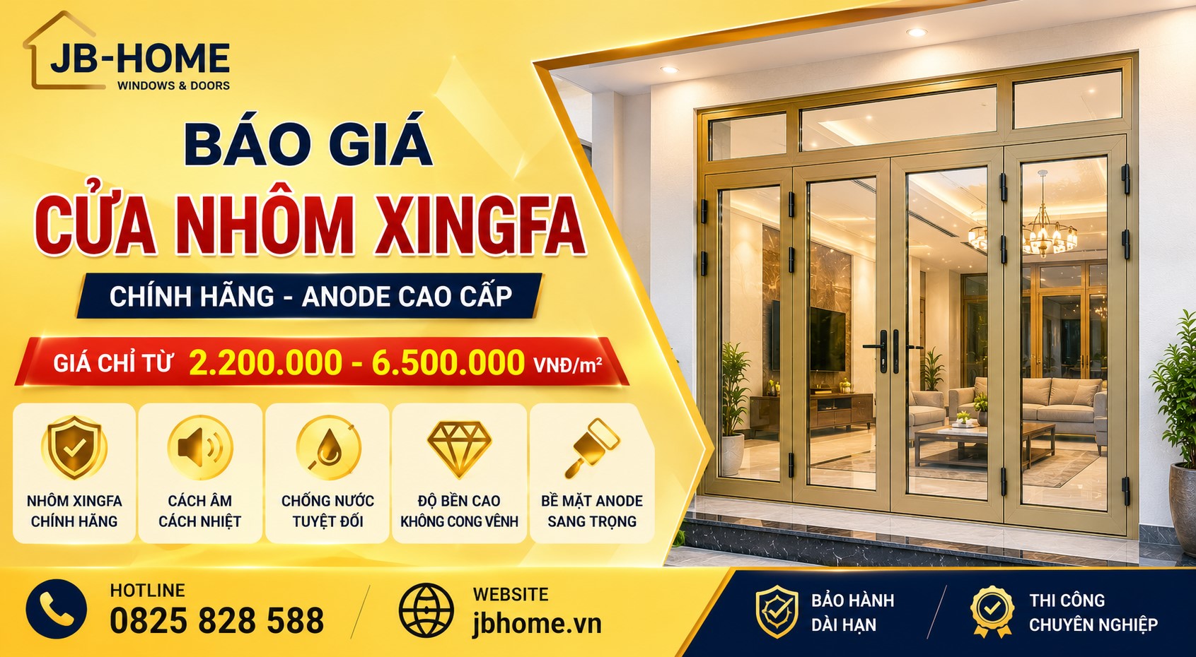 BÁO GIÁ CỬA NHÔM XINGFA CHÍNH HÃNG MỚI NHẤT 2026 TẠI NGHỆ AN – HÀ TĨNH
