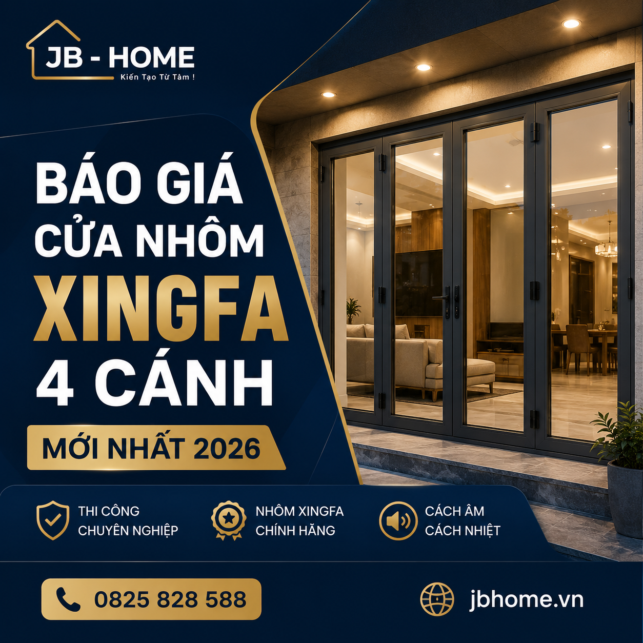 BÁO GIÁ CỬA NHÔM XINGFA 4 CÁNH MỚI NHẤT 2026