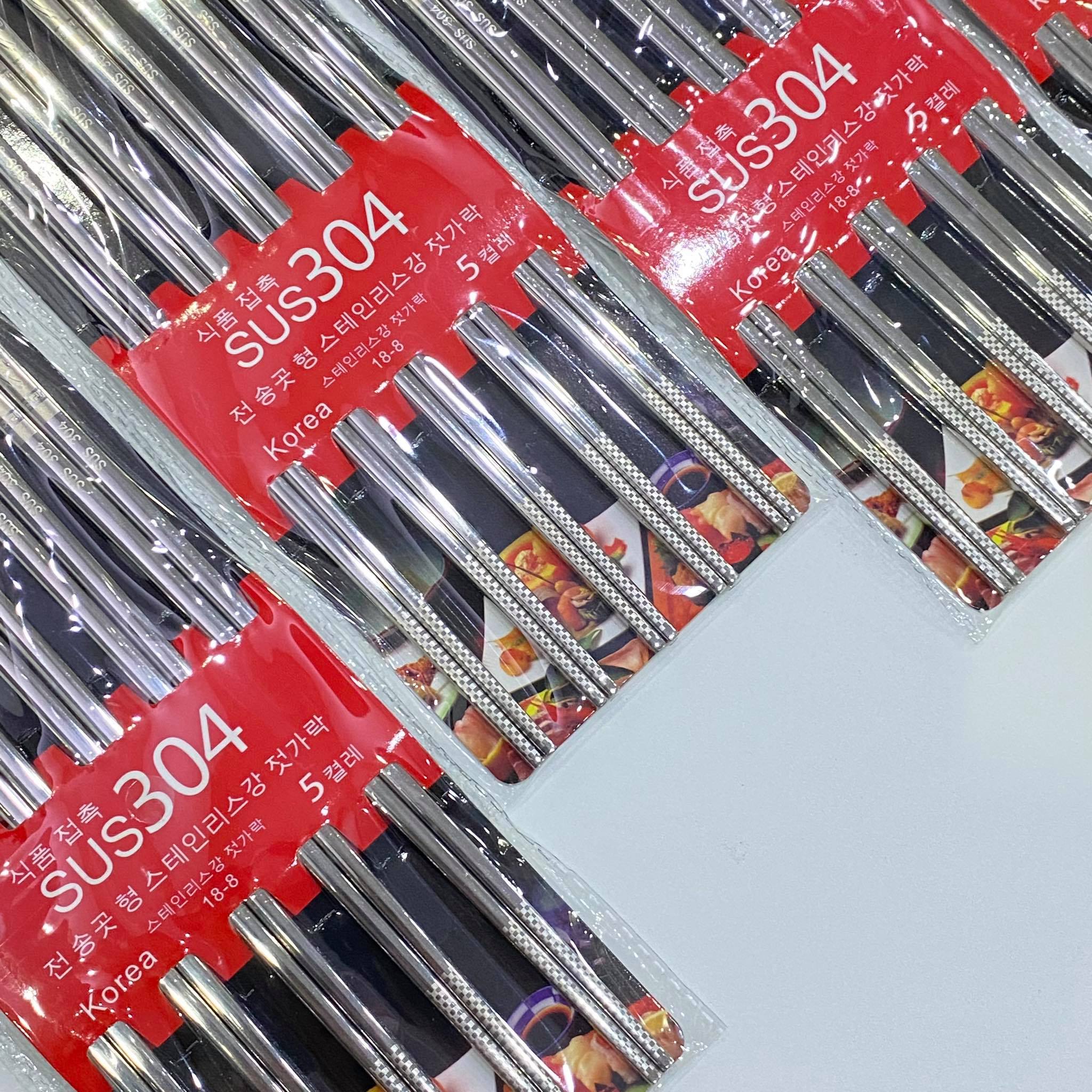 Đũa Inox 304 Hàn Quốc Set 5 Đôi - Hàng Cao Cấp