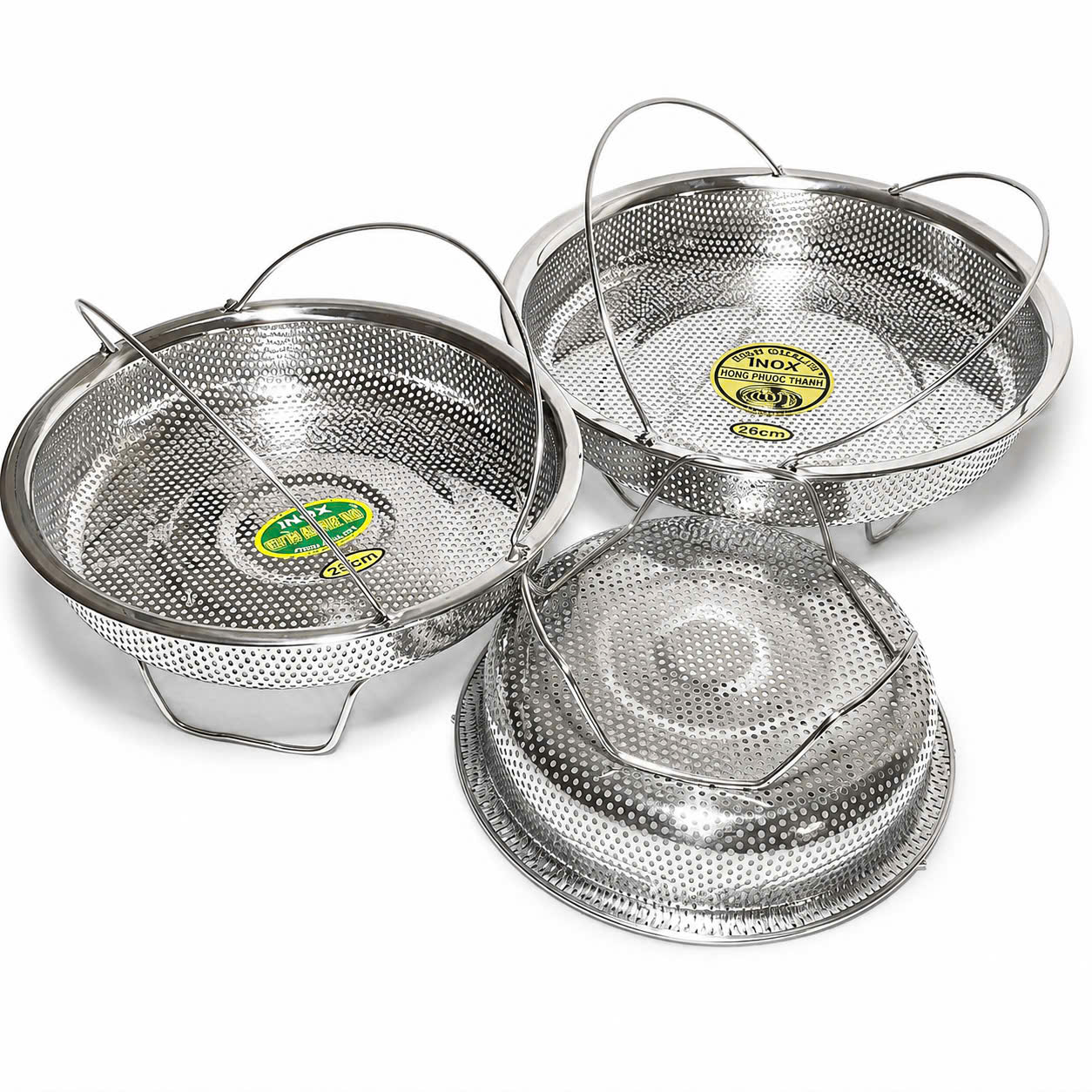 Rổ Inox Có Quai Cầm Cao Cấp - Hàng Việt Nam Sản Xuất