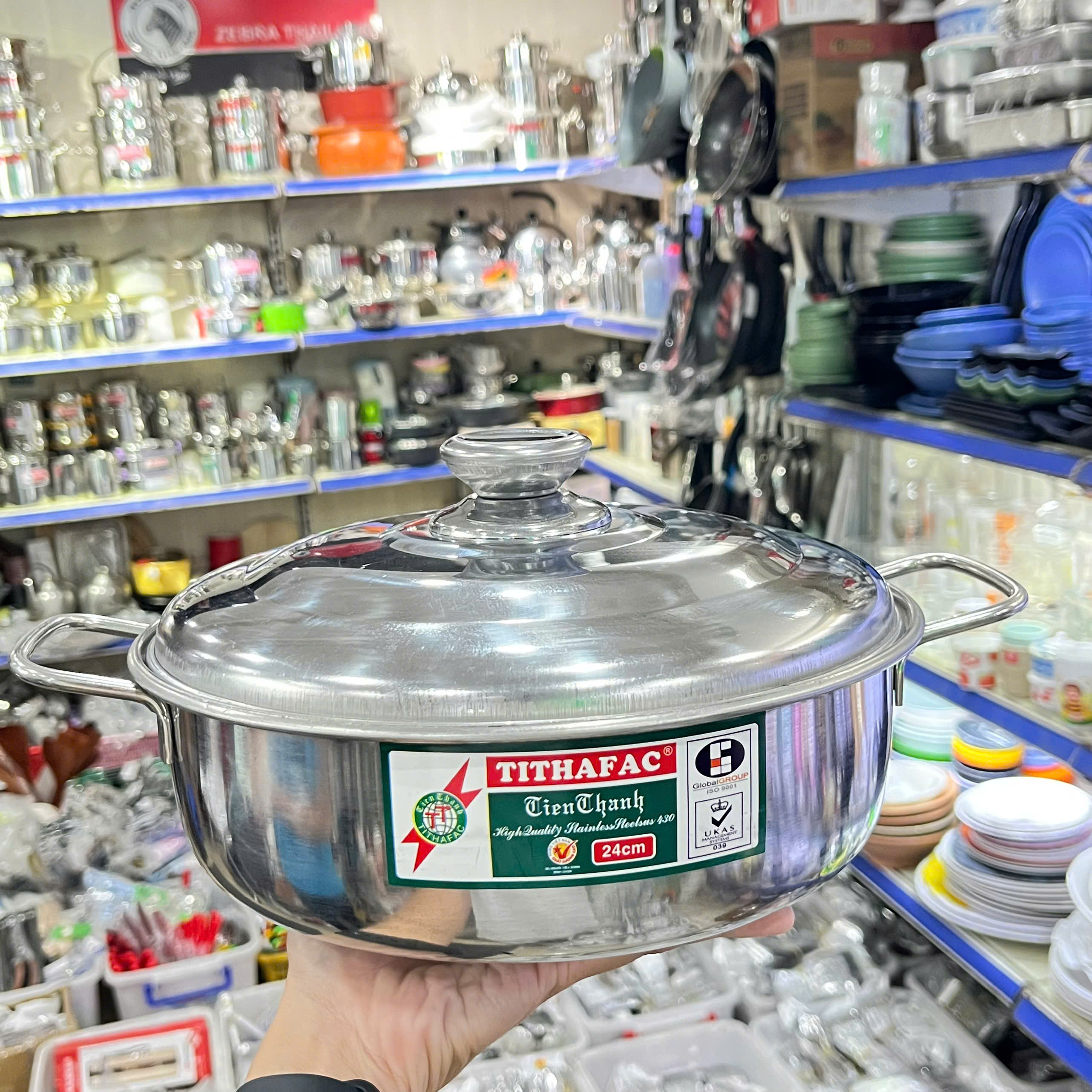 Nồi Lẩu Inox Nắp Inox Bếp Từ TITHAFAC Nhiều Size - Hàng Việt Nam Sản Xuất