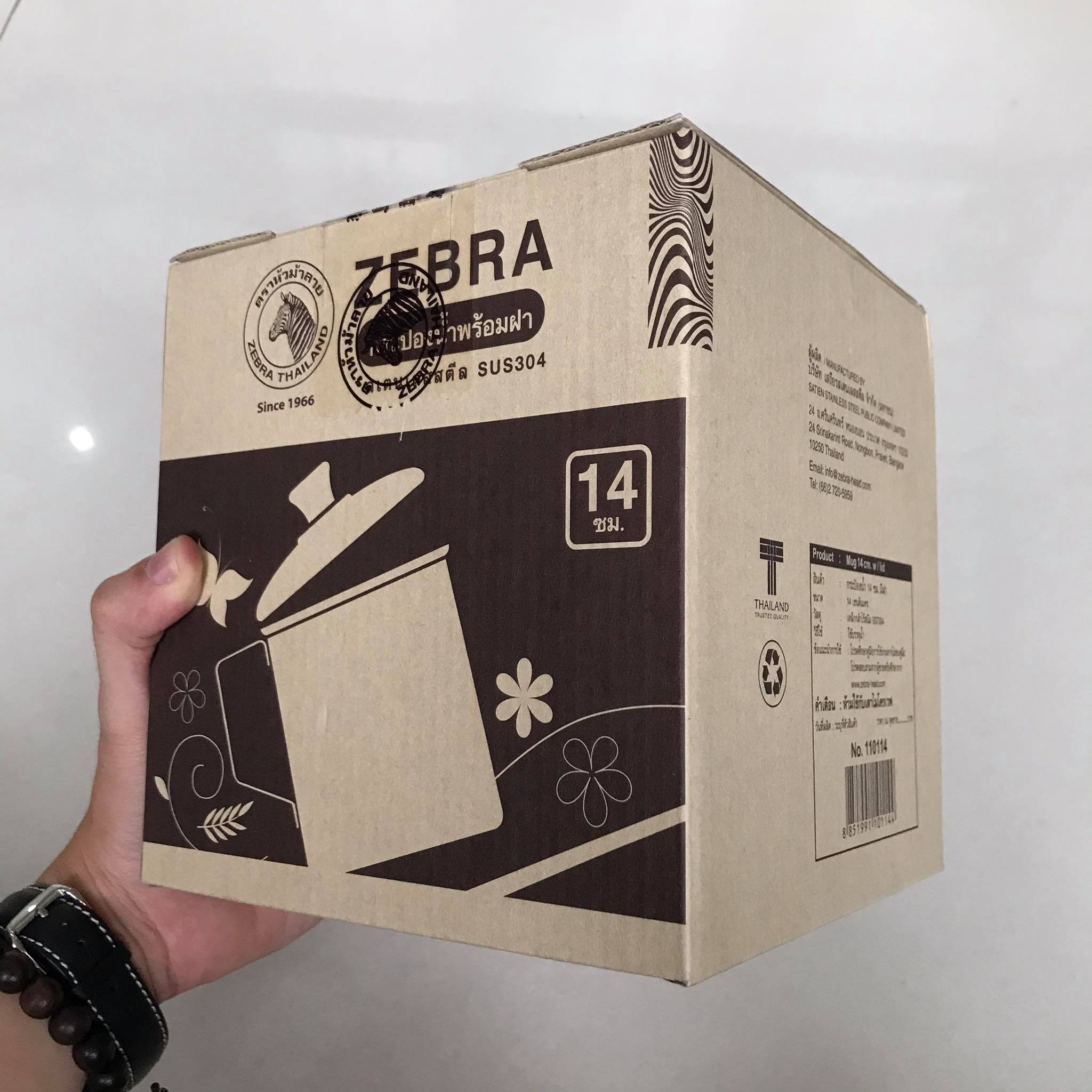 Ca Nước Zebra Inox 304 Có Nắp Nhiều Size - Nhập Khẩu Thái Lan