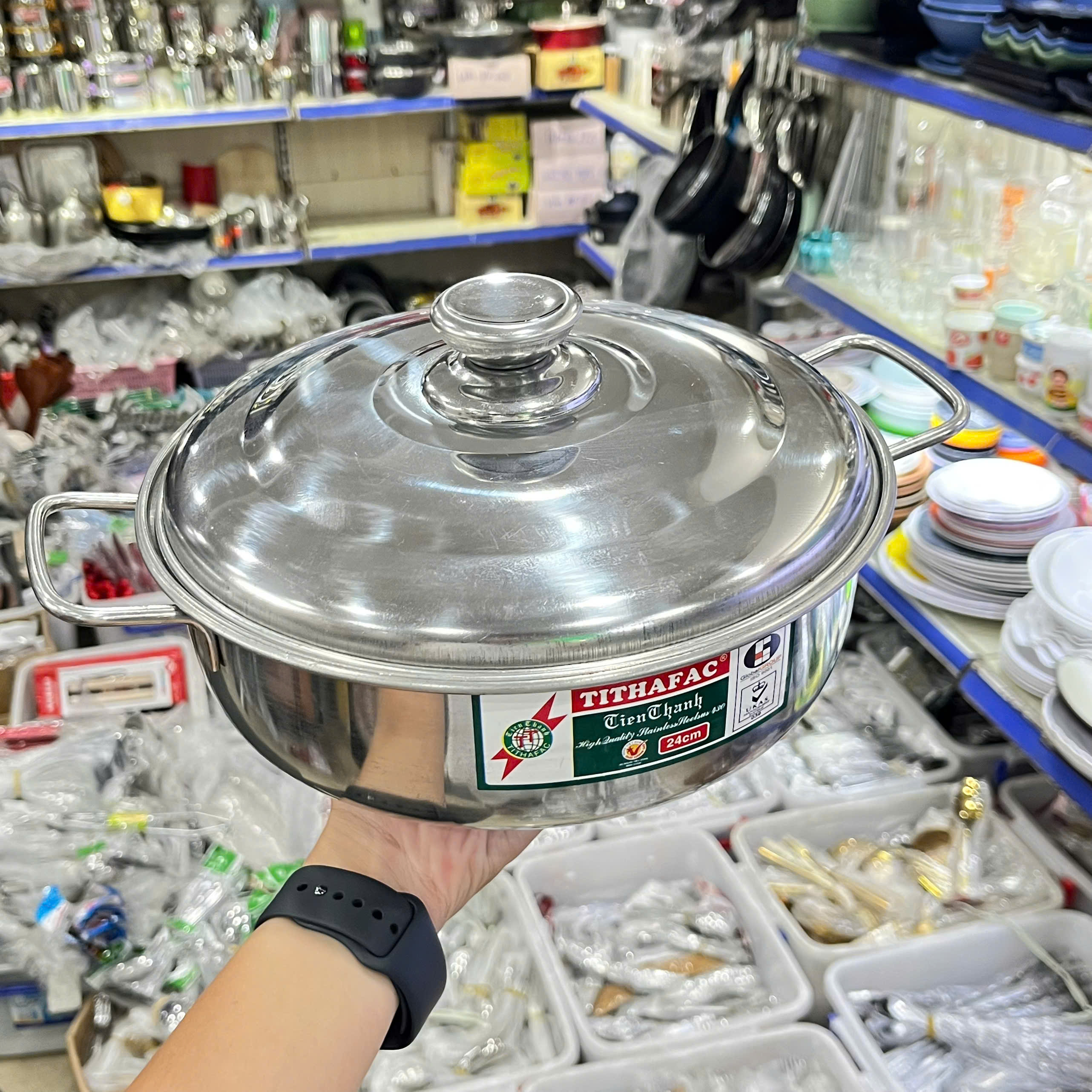Nồi Lẩu Inox Nắp Inox Bếp Từ TITHAFAC Nhiều Size - Hàng Việt Nam Sản Xuất