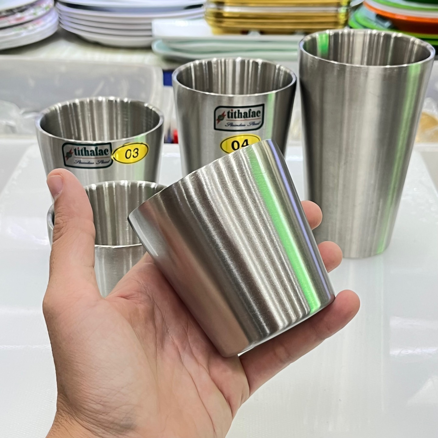 Ly Nước Inox 2 Lớp Cách Nhiệt Tithafac Nhiều Size Cao Cấp - Hàng Việt Nam Sản Xuất