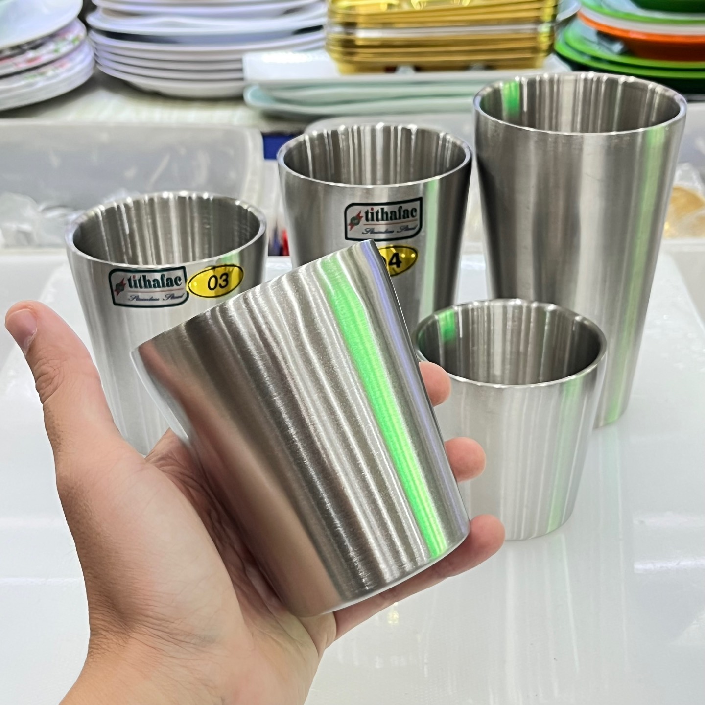 Ly Nước Inox 2 Lớp Cách Nhiệt Tithafac Nhiều Size Cao Cấp - Hàng Việt Nam Sản Xuất