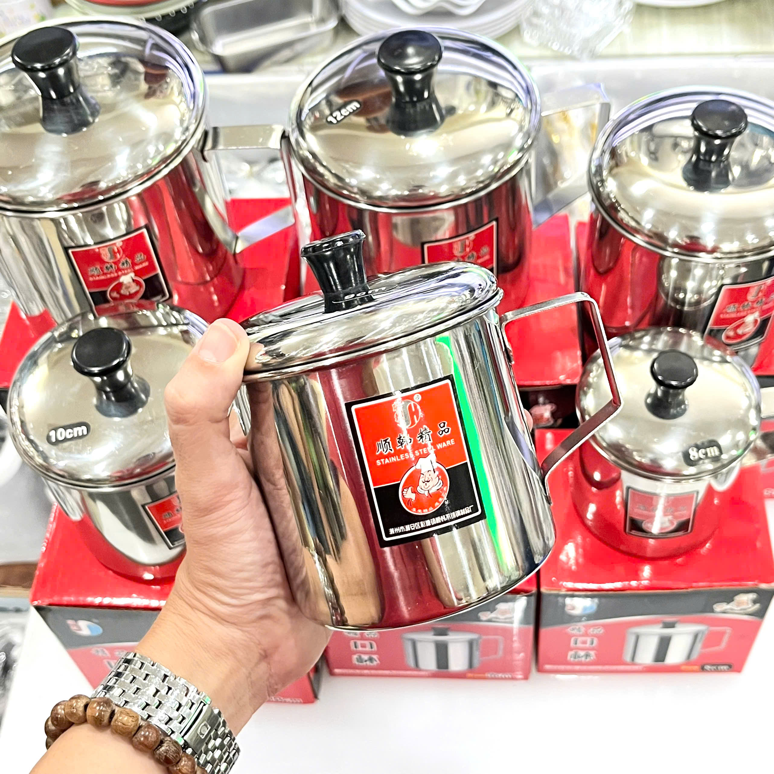 Ca Inox Có Nắp Hộp Đỏ Nhiều Size