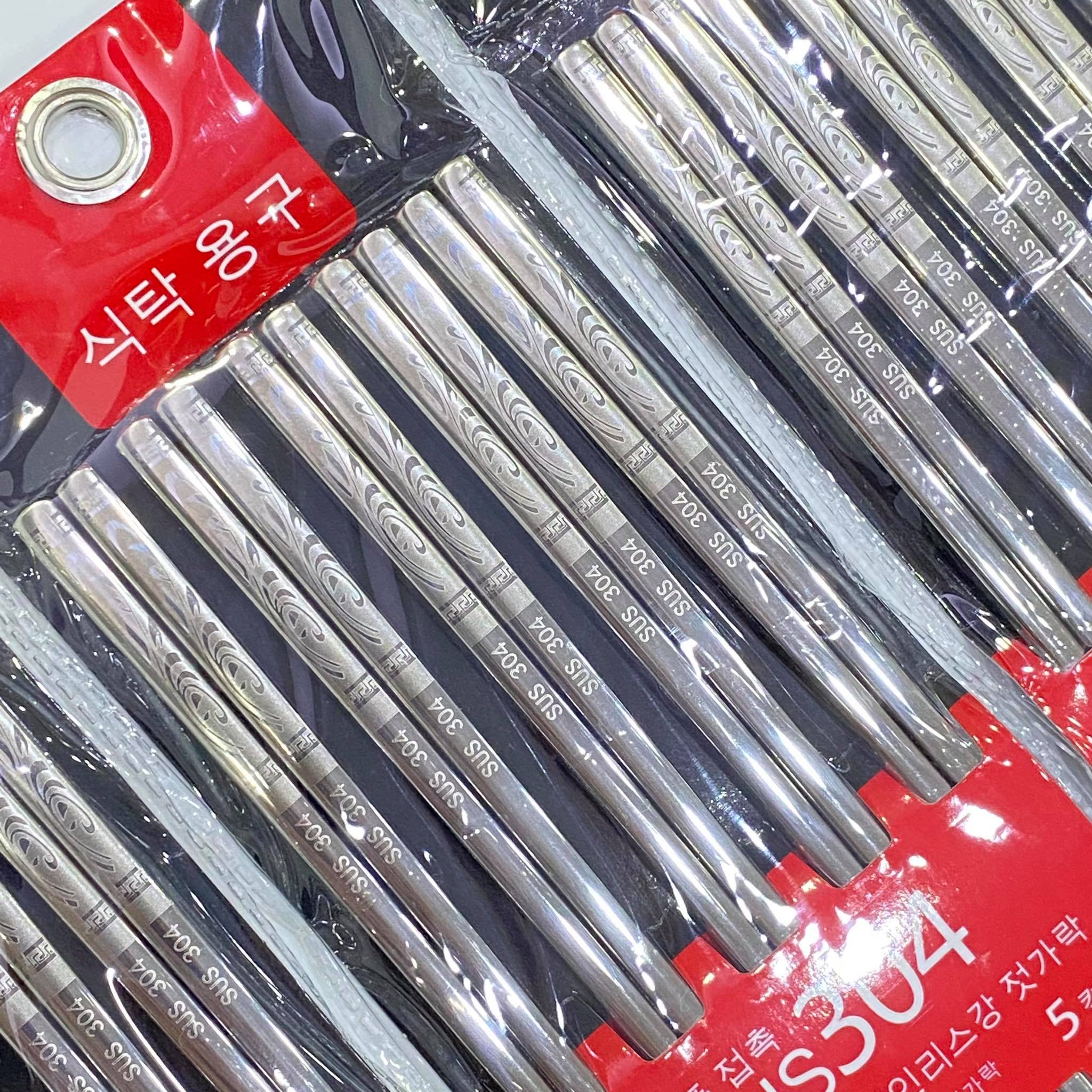 Đũa Inox 304 Hàn Quốc Set 5 Đôi - Hàng Cao Cấp