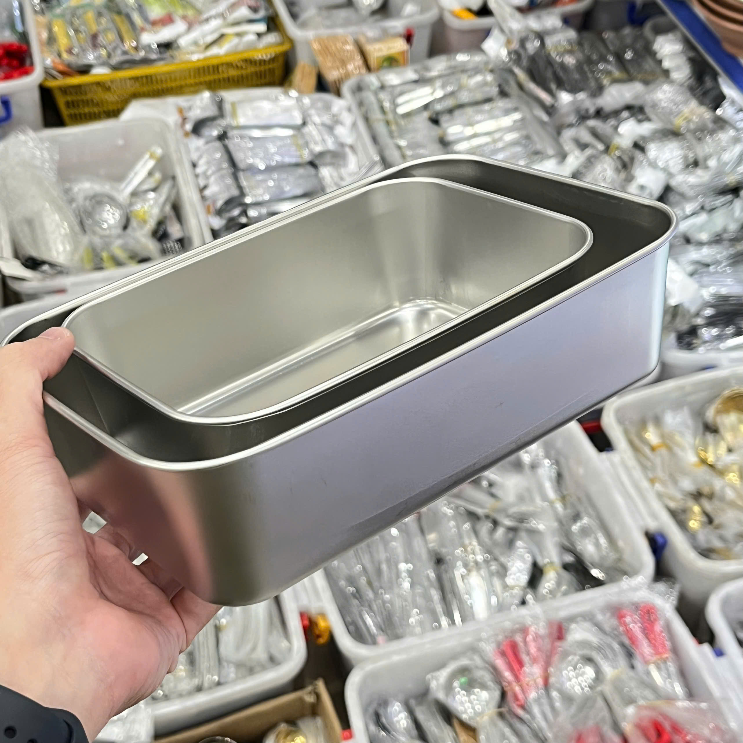 Khay Inox 304 Có Nắp Nhựa 2 Size Tiện Dụng