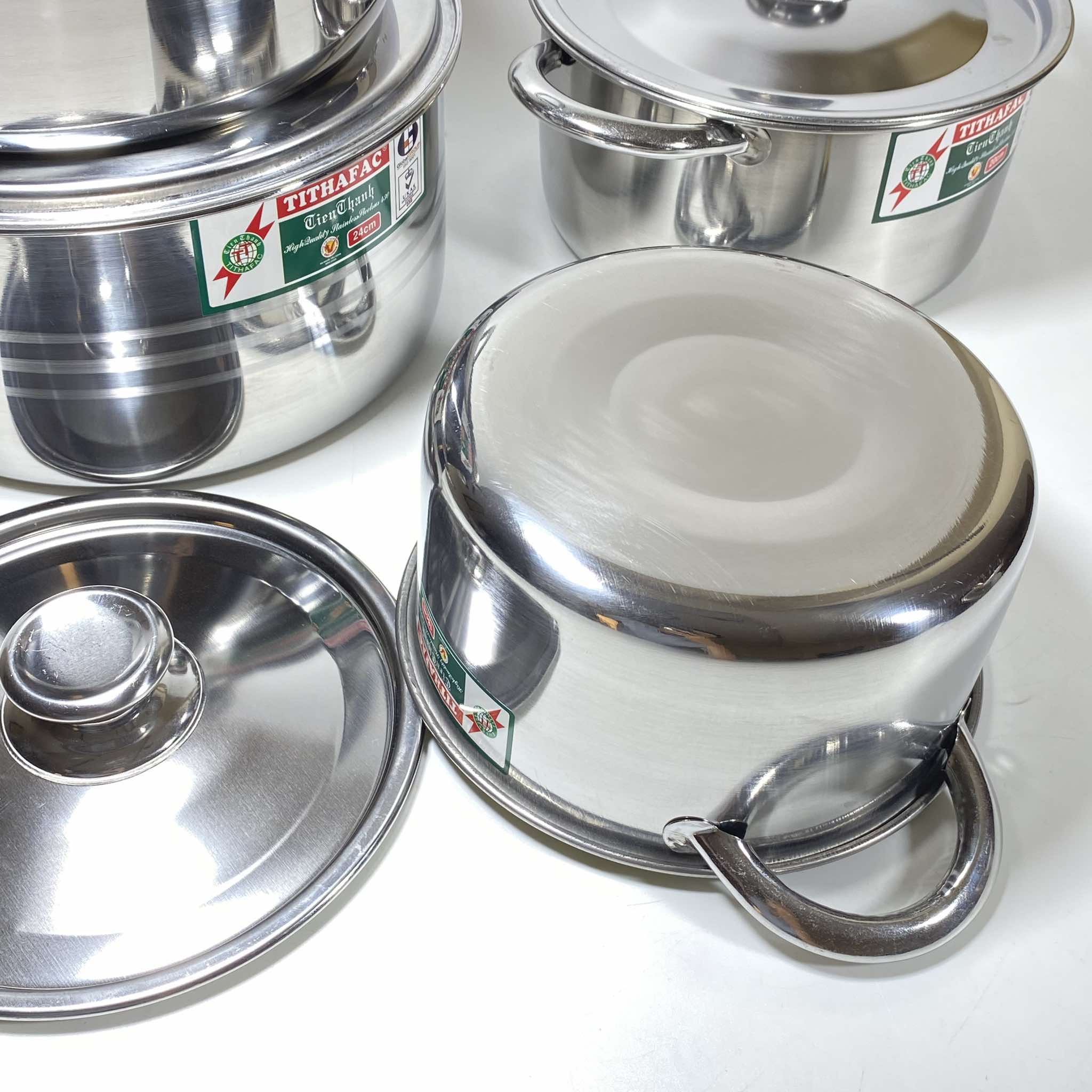 Nồi Inox TITHAFAC Cao Cấp Nấu Được Bếp Từ Nhiều Size - Hàng Việt Nam Sản Xuất