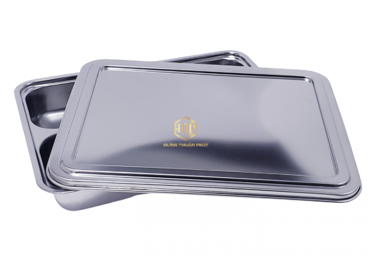 Khay Cơm 5 Ngăn Sâu Lớn Inox 304 (25 x 33 x 4.2cm) - Hưng Thuận Phát