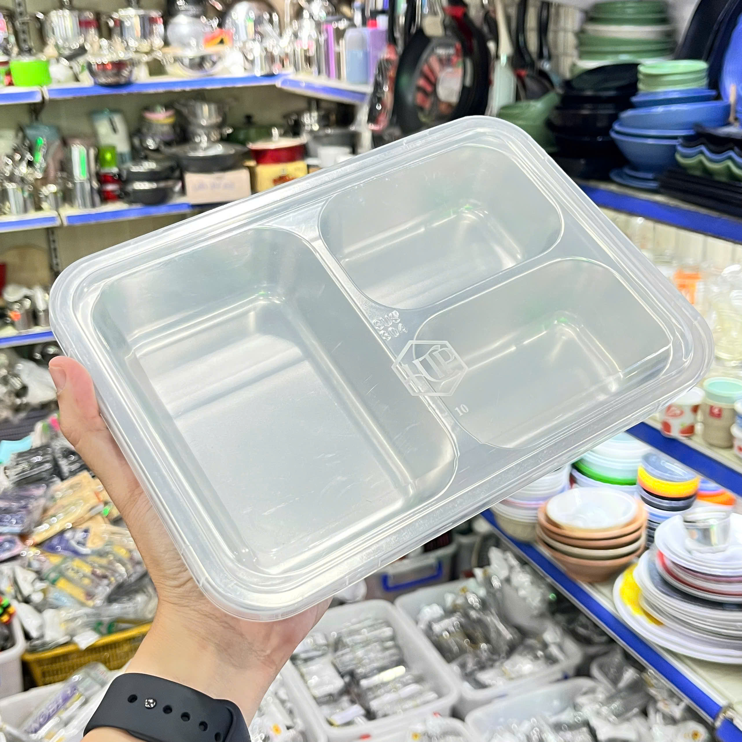 Khay Cơm Phần 3 Ngăn Sâu Inox 304 Cao Cấp - Hàng Việt Nam Sản Xuất