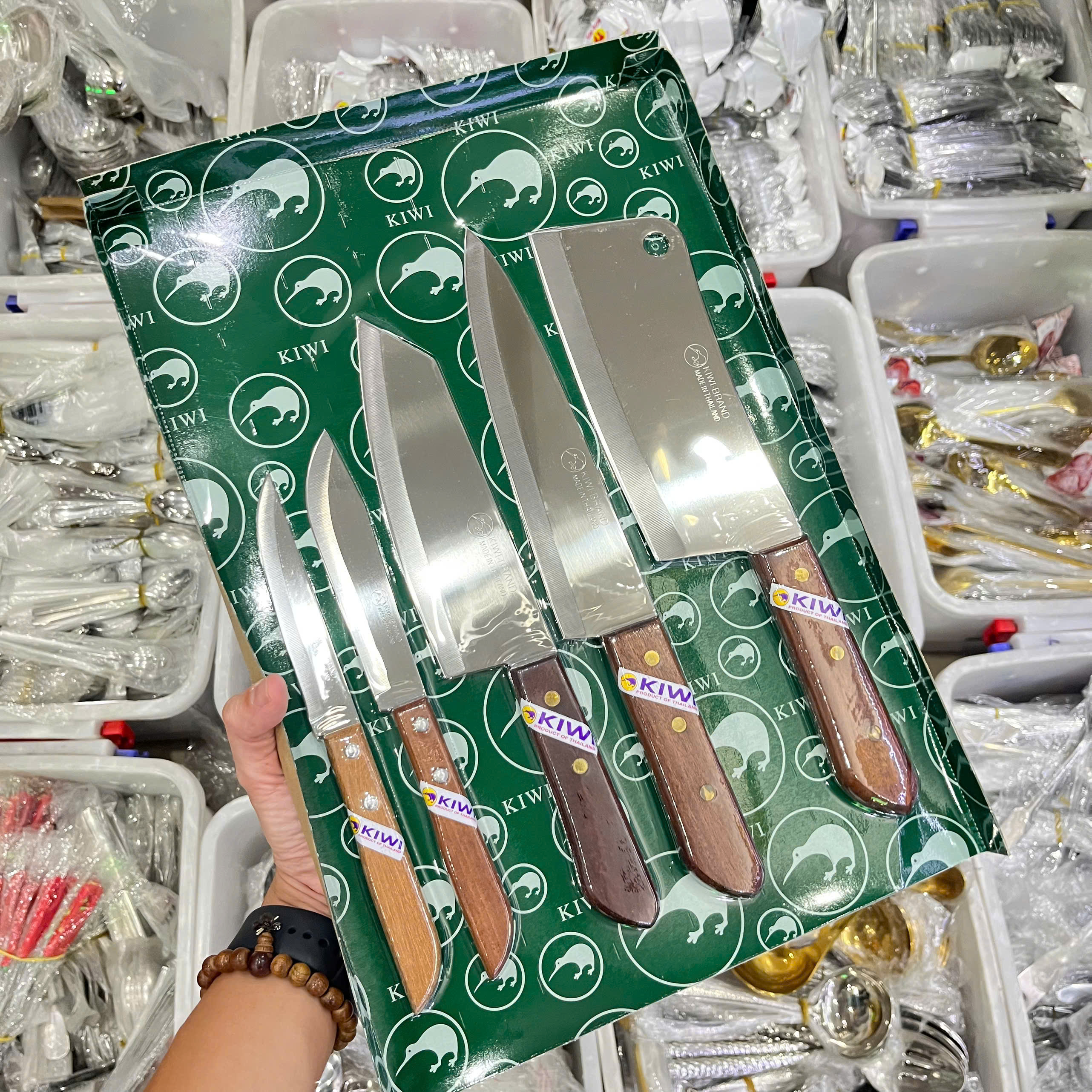 Bộ Dao 5 Món Cán Gỗ Kiwi Cao Cấp - Hàng Nhập Khẩu Thái Lan