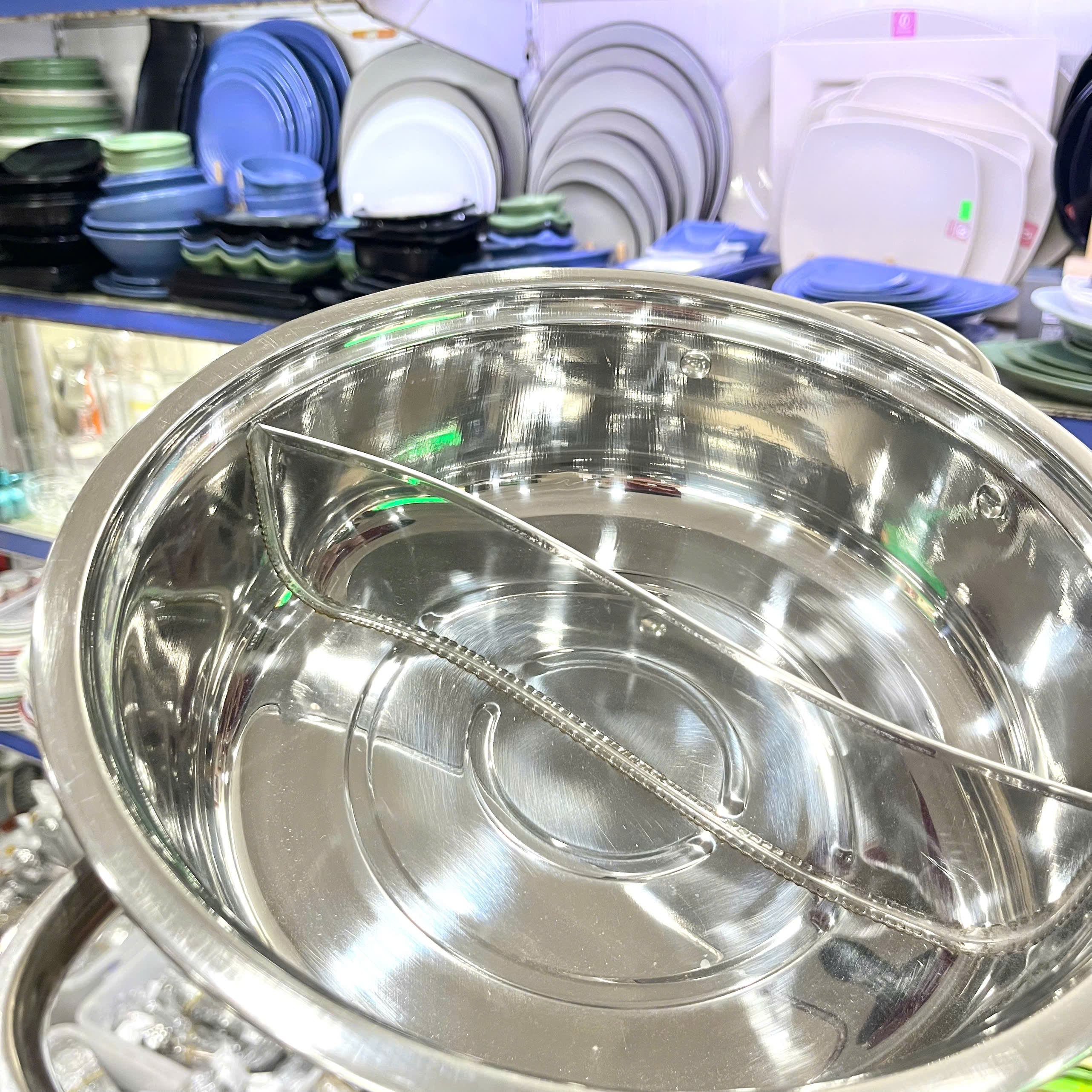 Nồi Lẩu Inox 2 Ngăn Loại Dày Dùng Được Bếp Từ Hồng Phước Thành - Hàng Việt Nam Sản Xuất