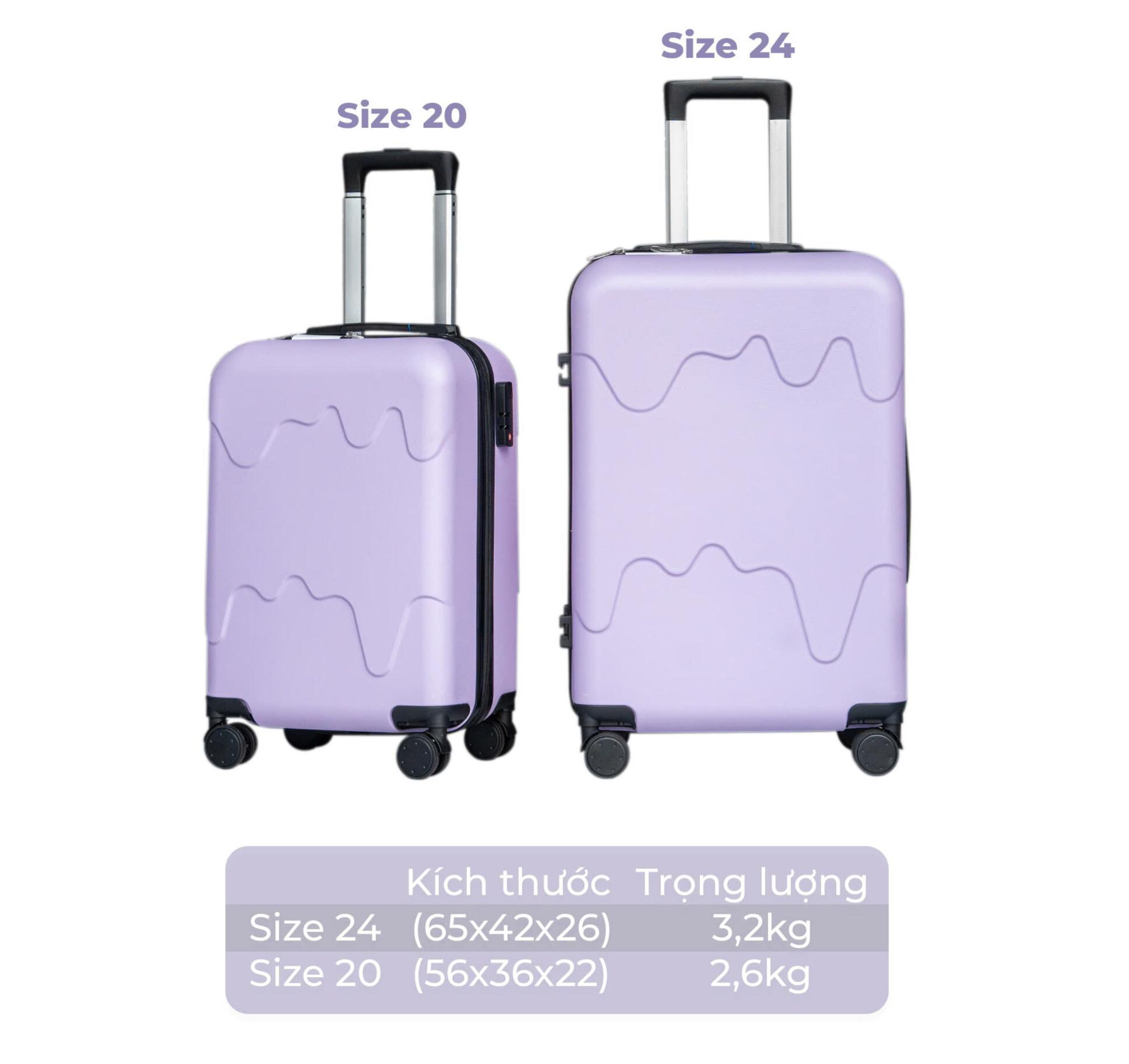 [Size 20] Vali kéo Hùng Phát 230 Nhựa Abs siêu nhẹ có khay để cốc, móc treo đồ tiện lợi