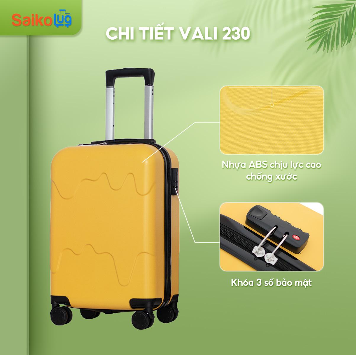 [Size 20] Vali kéo Hùng Phát 230 Nhựa Abs siêu nhẹ có khay để cốc, móc treo đồ tiện lợi