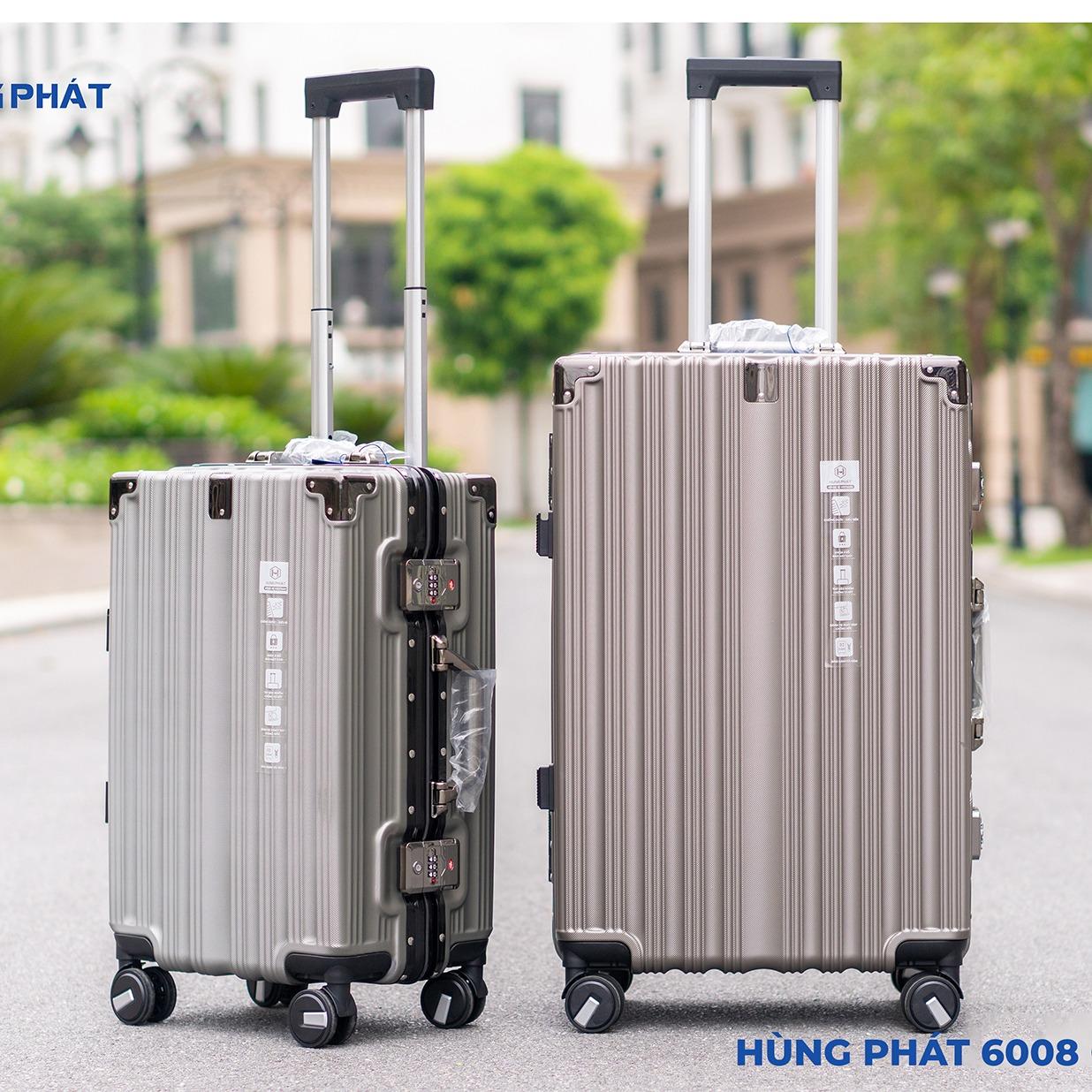[Size28] Vali khung nhôm HÙNG PHÁT 6008 Nhựa PC Khóa Sập Có Khay Để Cốc Móc Treo Tiện Lợi