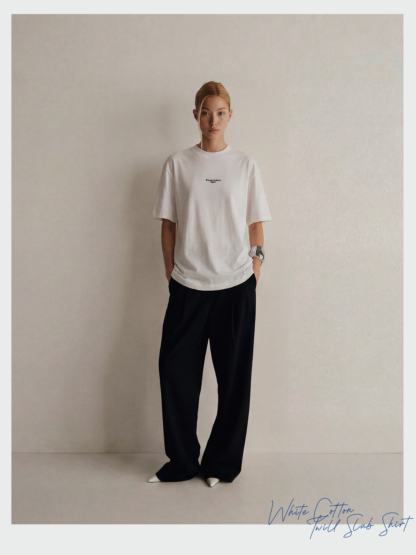 White Cotton Twill Slub Shirt