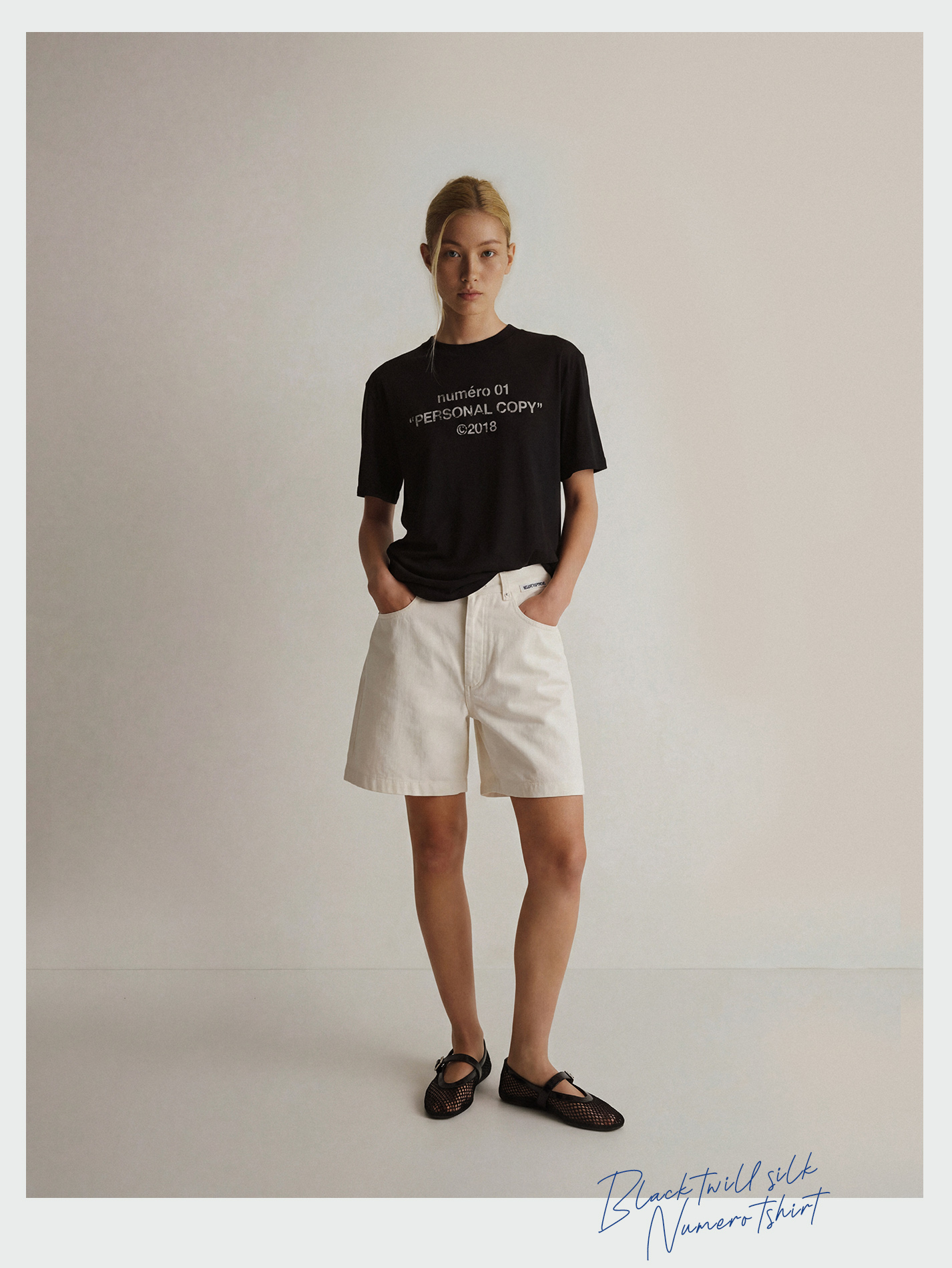 Black Twill Silk Numero Tshirt
