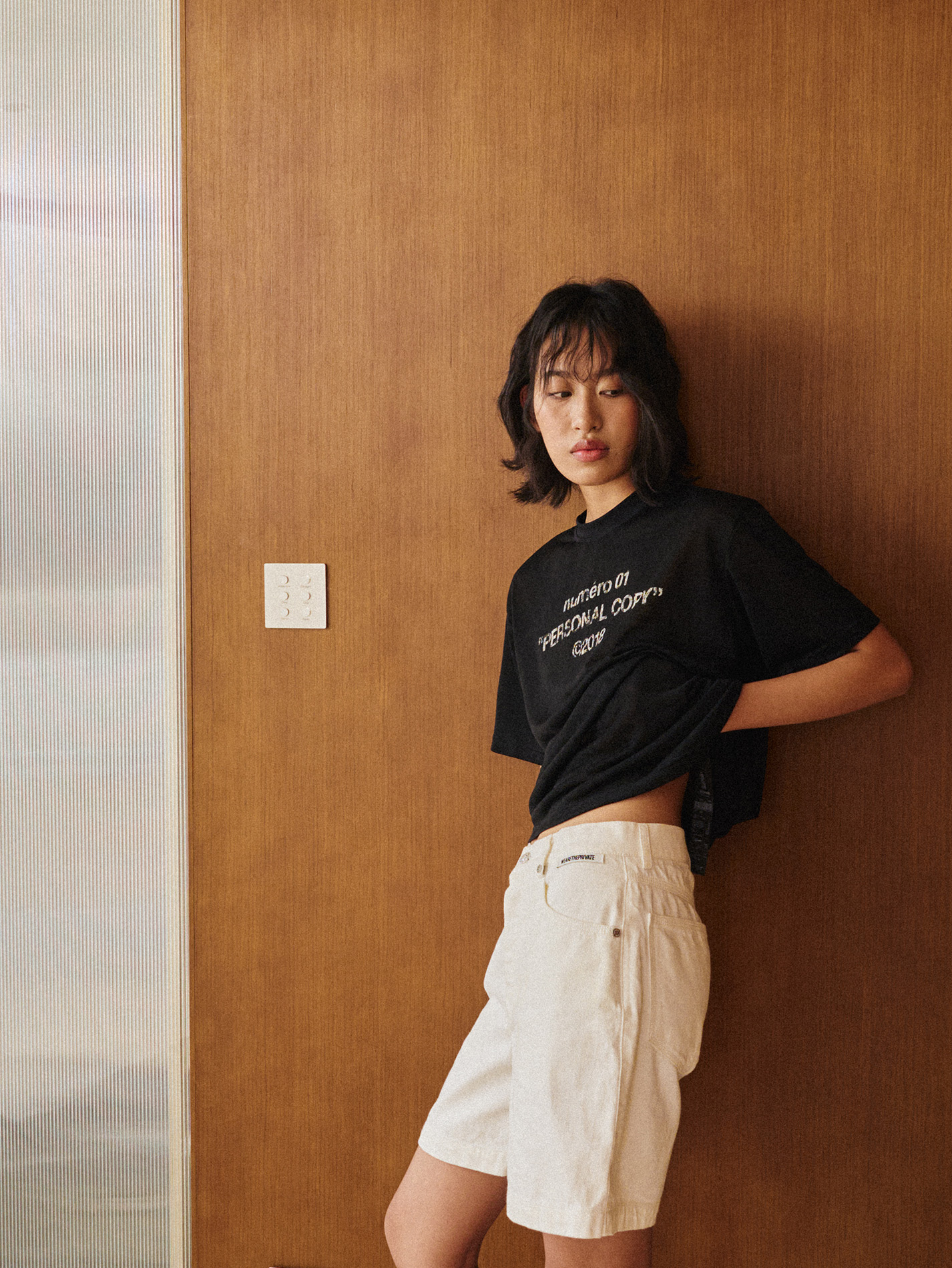 Black Twill Silk Numero Tshirt