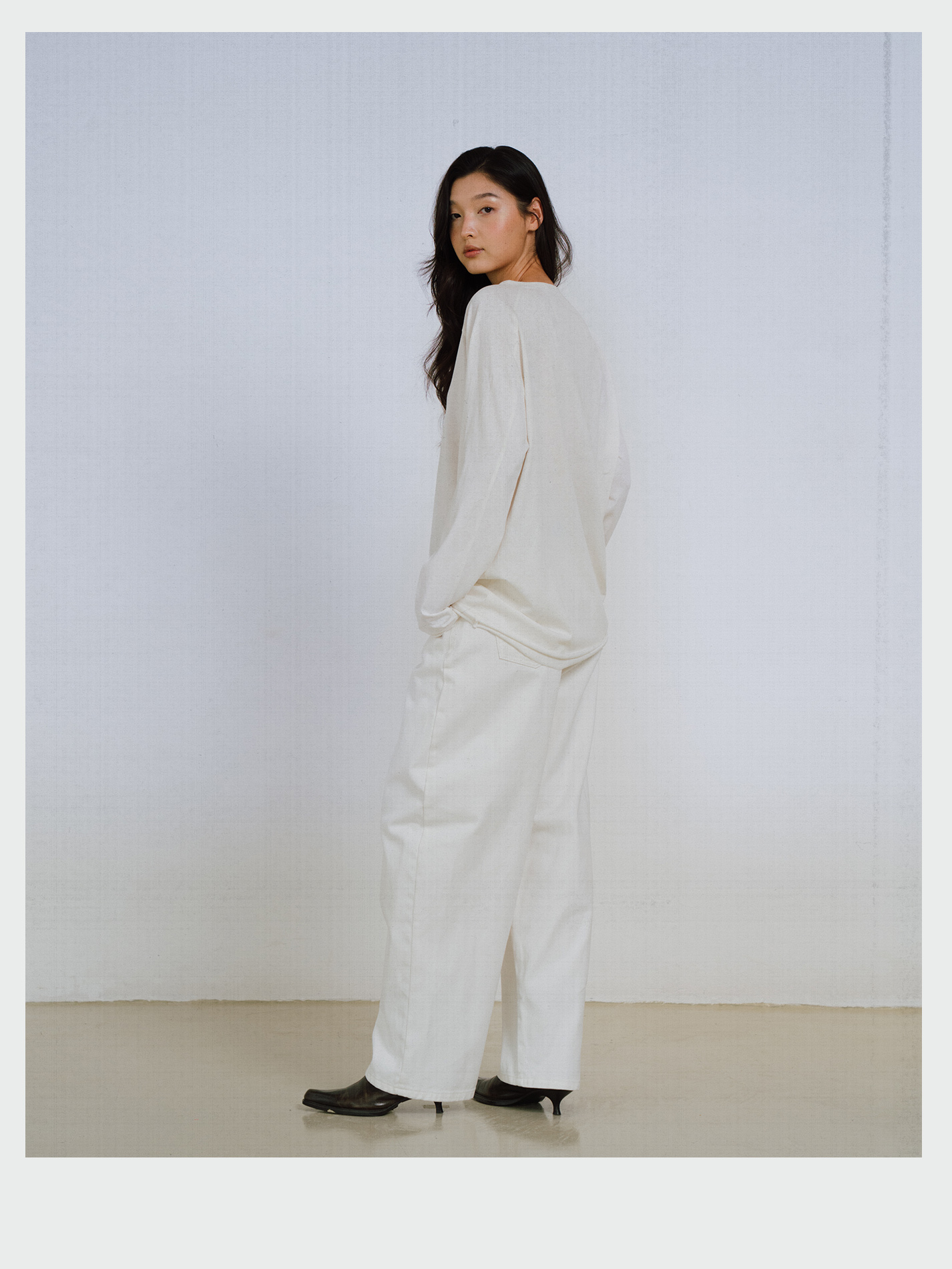 White Curved Leg Jeans