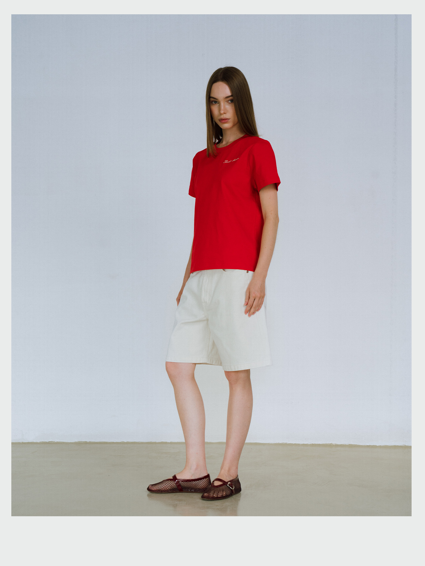 White Knee-Length Wide Denim Shorts