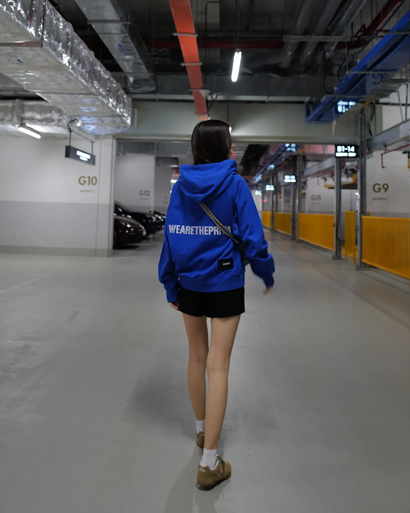 Dark Blue Embroidered Slogan Hoodie