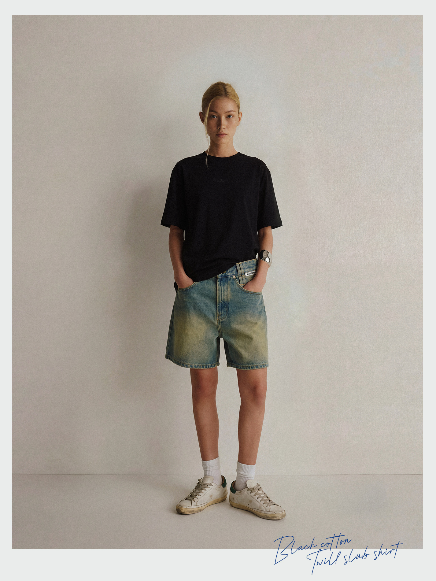 Black Cotton Twill Slub Shirt