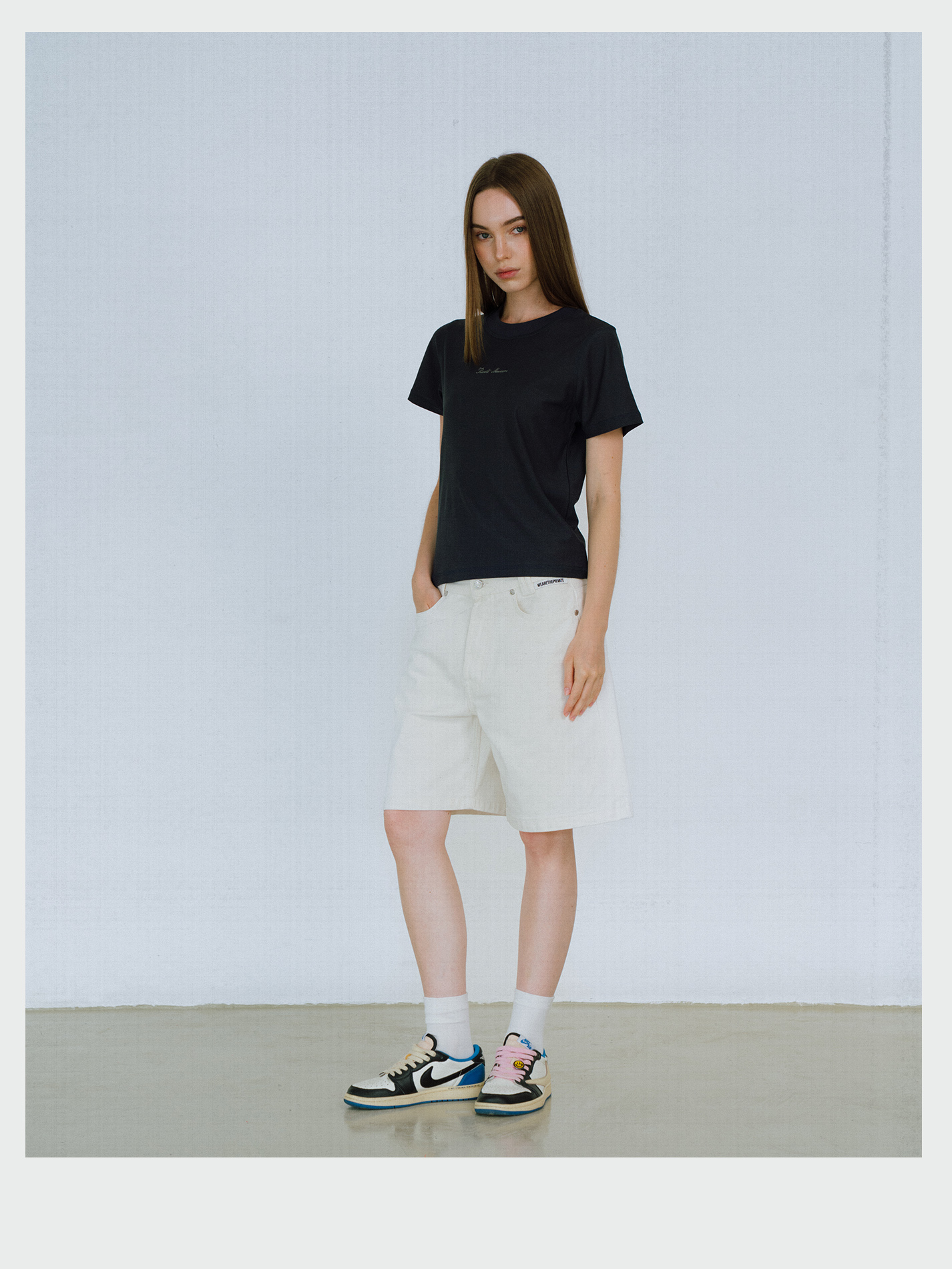 Dark Blue Cotton Twill Slub Baby Tee