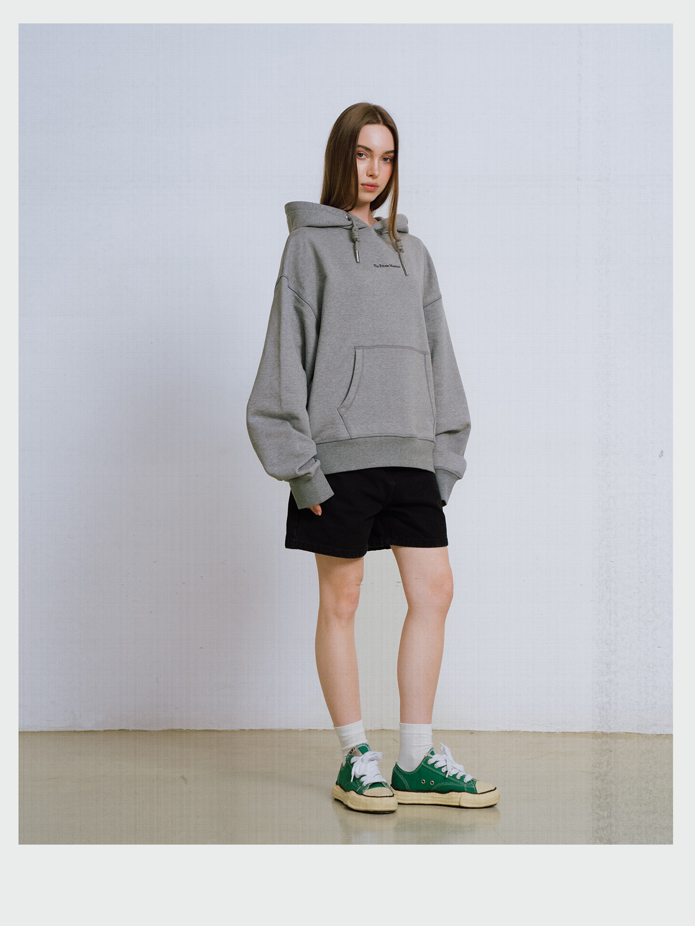 Grey Embroidered Private Hoodie