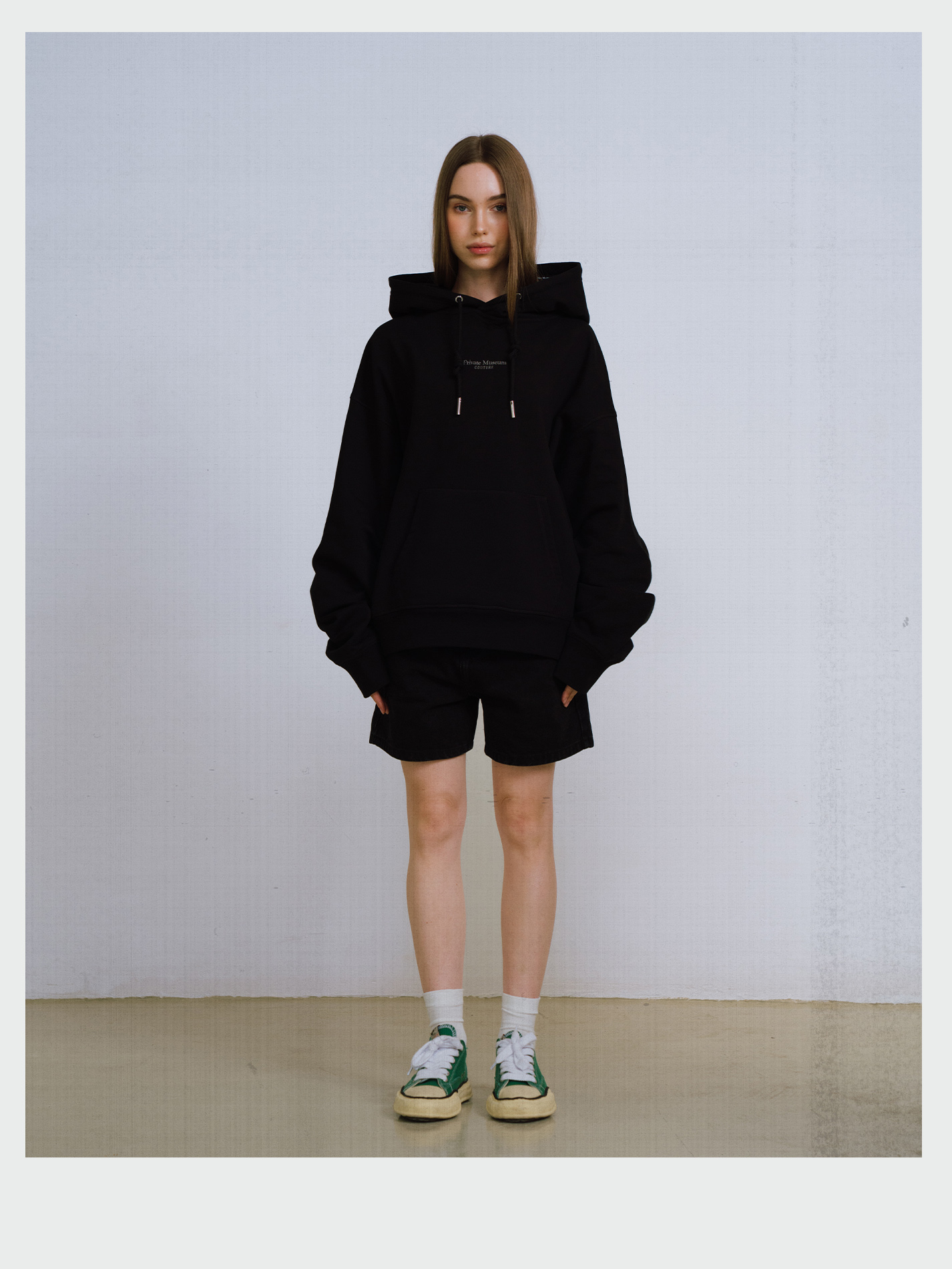 Black Embroidered Private Hoodie