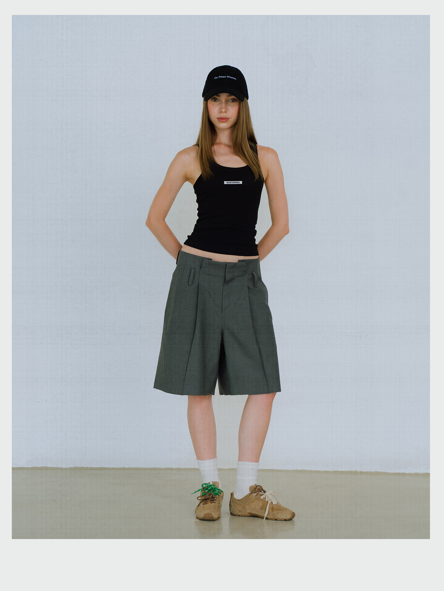 Grey Pleated Bermuda Short
