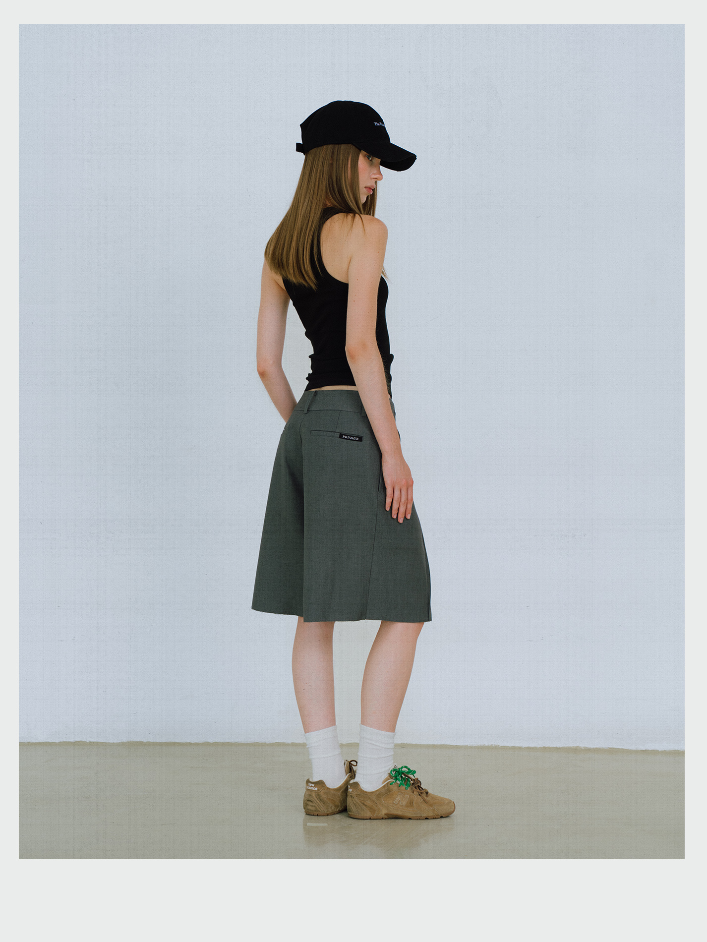 Grey Pleated Bermuda Short