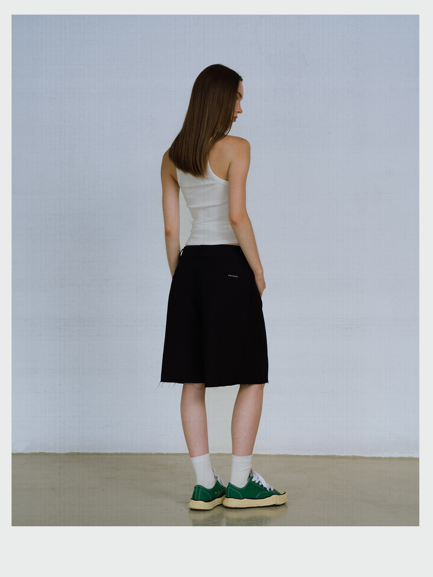 Black Pleated Bermuda Short