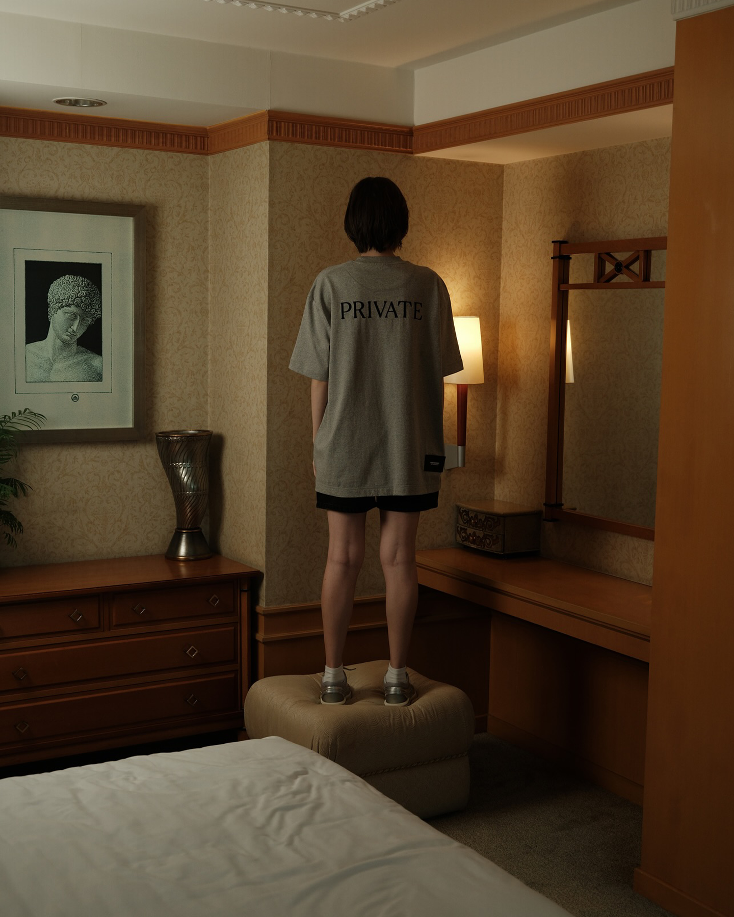 Gray Logo Embroidery Tshirt