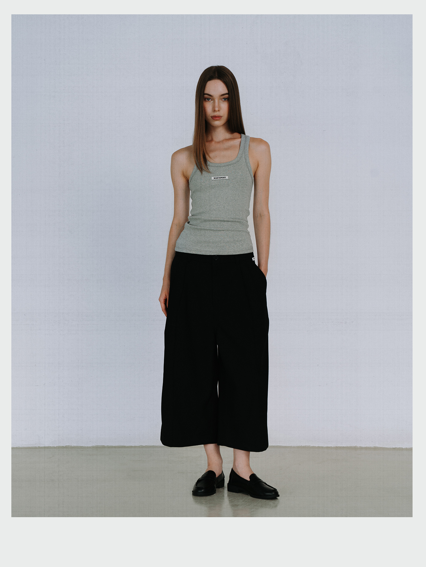 Black Wide Cropped Trousers