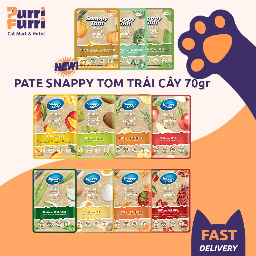 Pate SNAPPY TOM Vị Trái Cây Cho Mèo [Gói 70g]