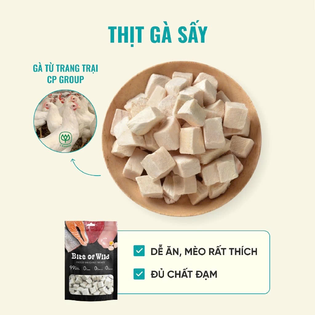 Thịt Cá Sấy Khô BITE OF WILD Cho Chó Mèo