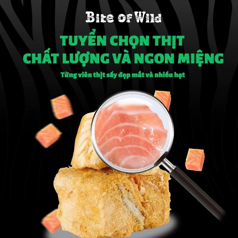 Thịt Cá Sấy Khô BITE OF WILD Cho Chó Mèo