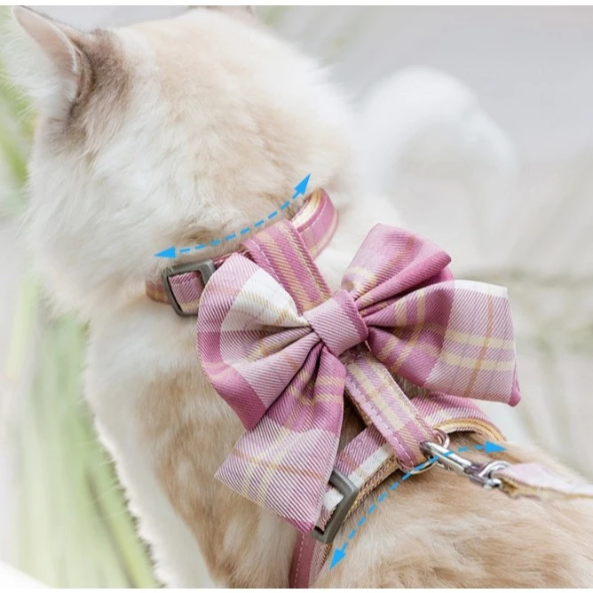 Dây Dắt Chó Mèo Nơ Caro