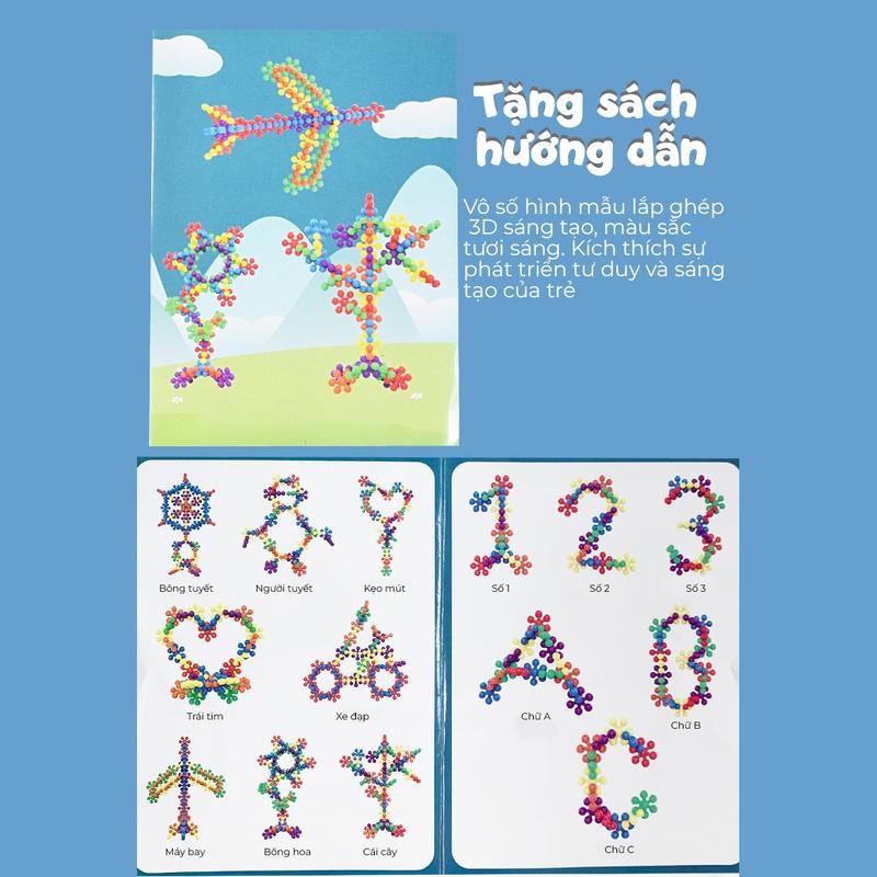 Bộ xếp hình hình hoa mai 3D 200, 400 chi tiết, mô hình lắp ráp hoa mai 3D xoay chiều tặng kèm hướng dẫn lắp ráp