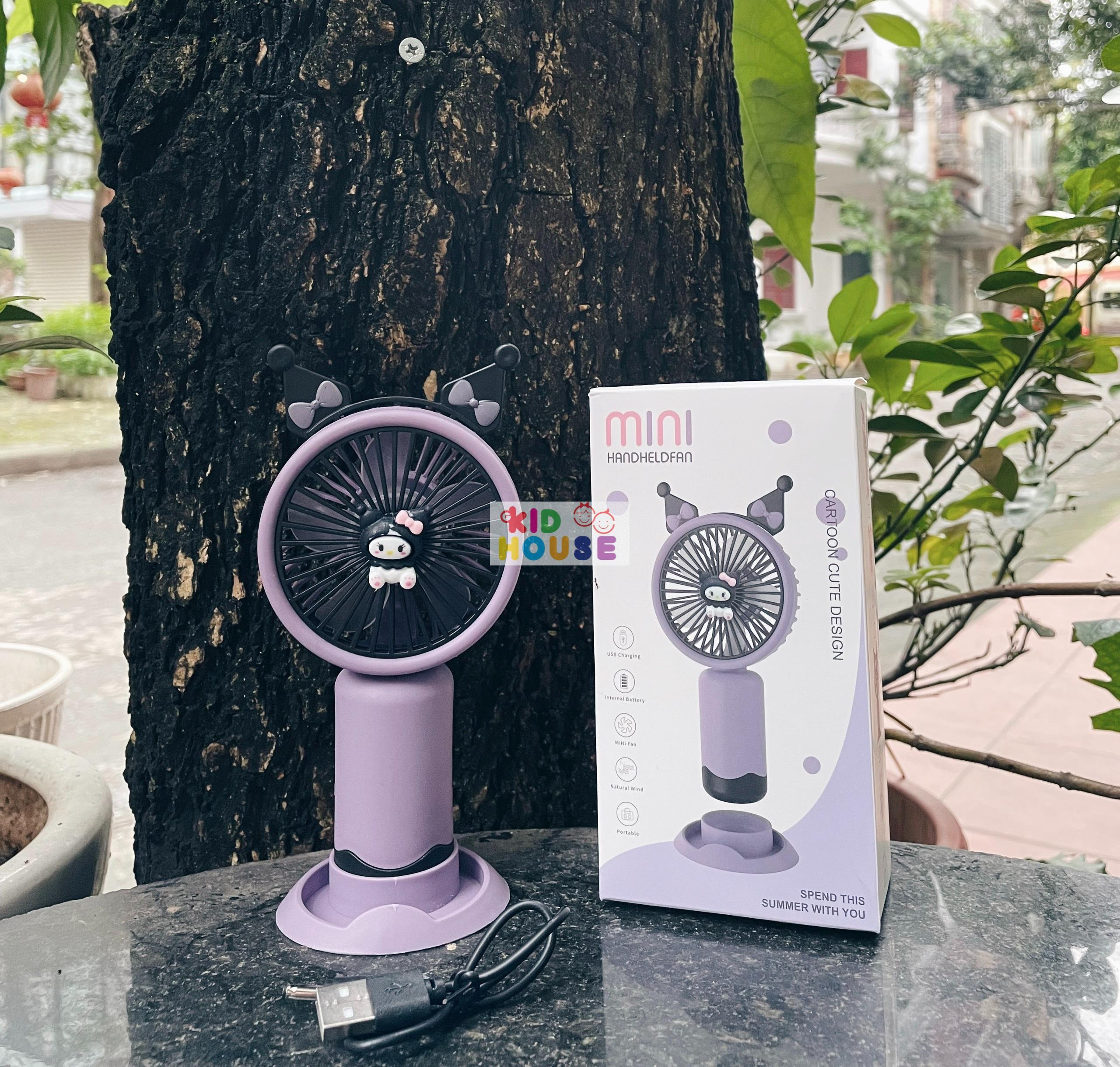 Quạt cầm tay mini capybara, kuromi, quạt sạc công nghệ cao turbo màn led, Quạt quạt tích điện để bàn nhỏ gọn