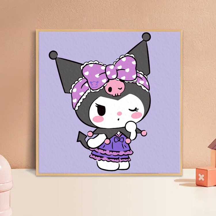 Tranh tô màu số hóa đã căng khung kèm màu, cọ size 20x20, tranh số hóa hoạt hình, bé ba, phong cảnh, loopy, cappy bara