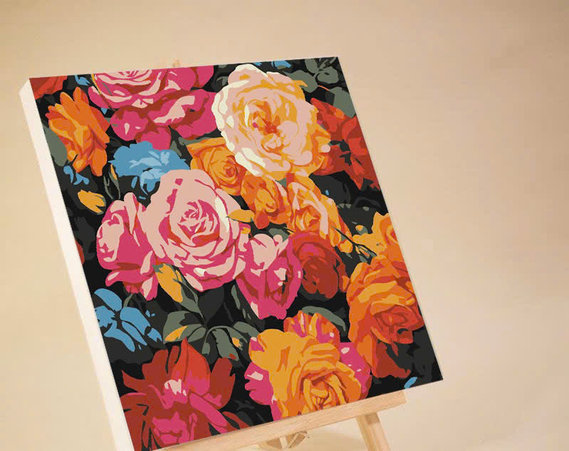 Tranh tô màu số hóa đã căng khung kèm màu, cọ size 20x20, tranh số hóa hoạt hình, bé ba, phong cảnh, loopy, cappy bara