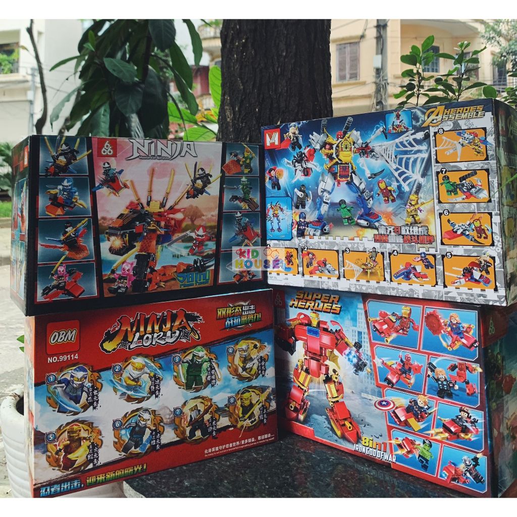 Bộ xếp hình ninja rồng huyền thoại, siêu anh hùng, đồ chơi lắp ghép siêu nhân, xếp hình ninja nhiều kích cỡ cho bé