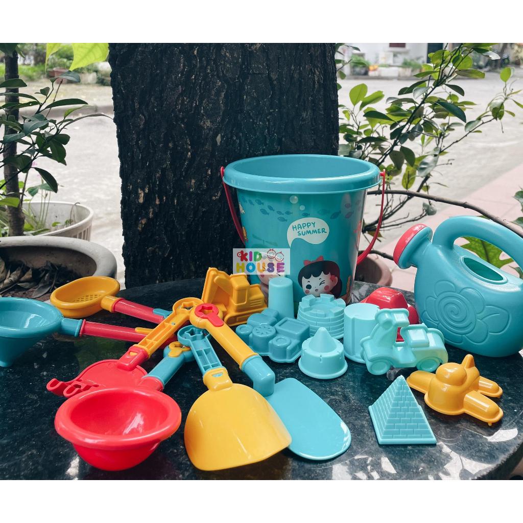 Bộ đồ chơi xúc cát hạt muồng, xuồng xúc cát đi biển, bộ đồ làm vườn cho bé